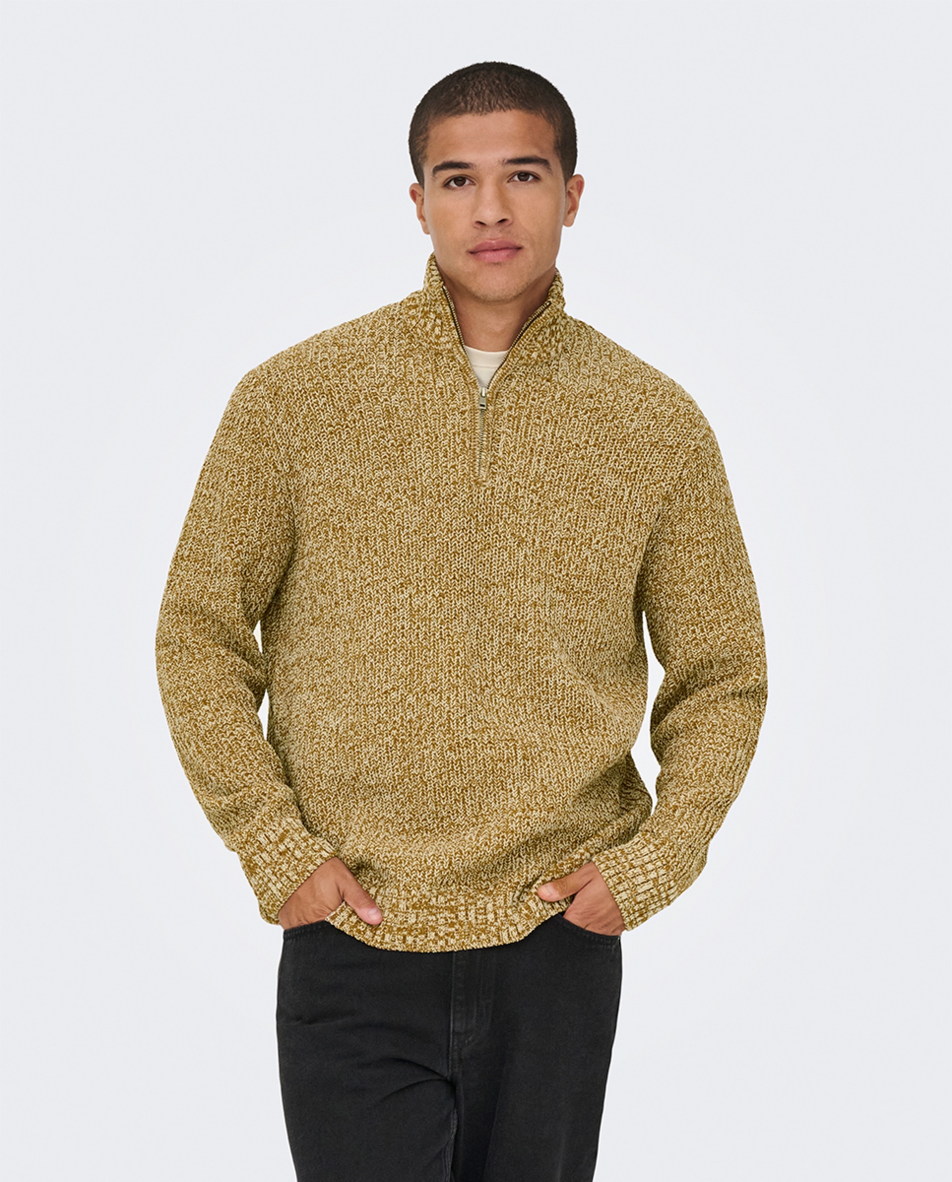 Camisola de Malha Regular Fit Castanho-1