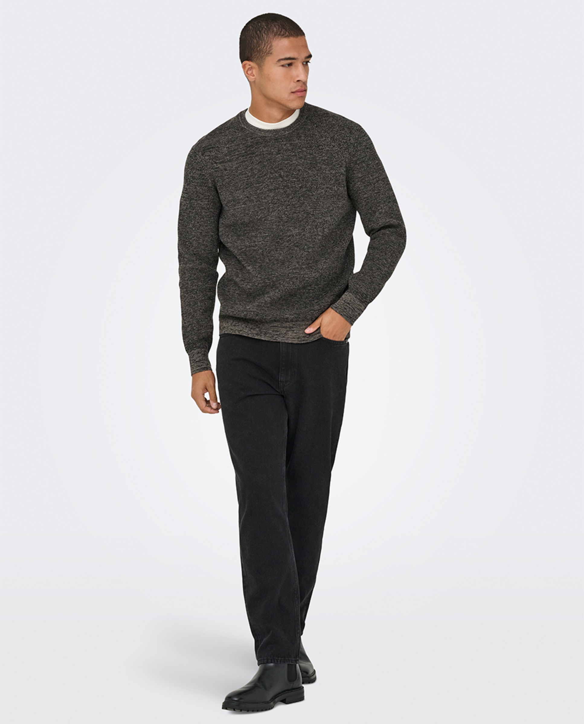 Camisola de Malha Regular Fit Castanho-escuro-7