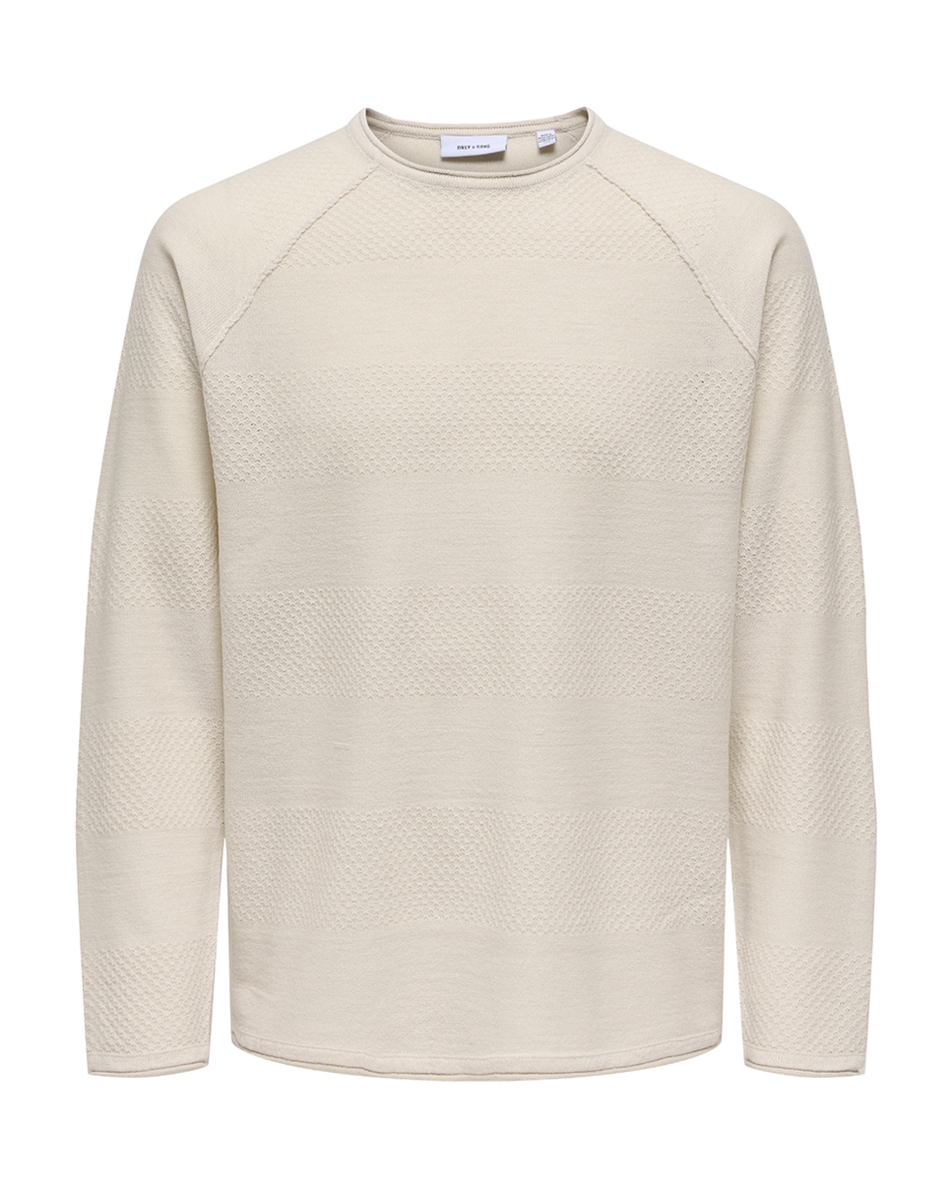 Camisola de Malha Regular Fit com Gola Redonda. Bege-4