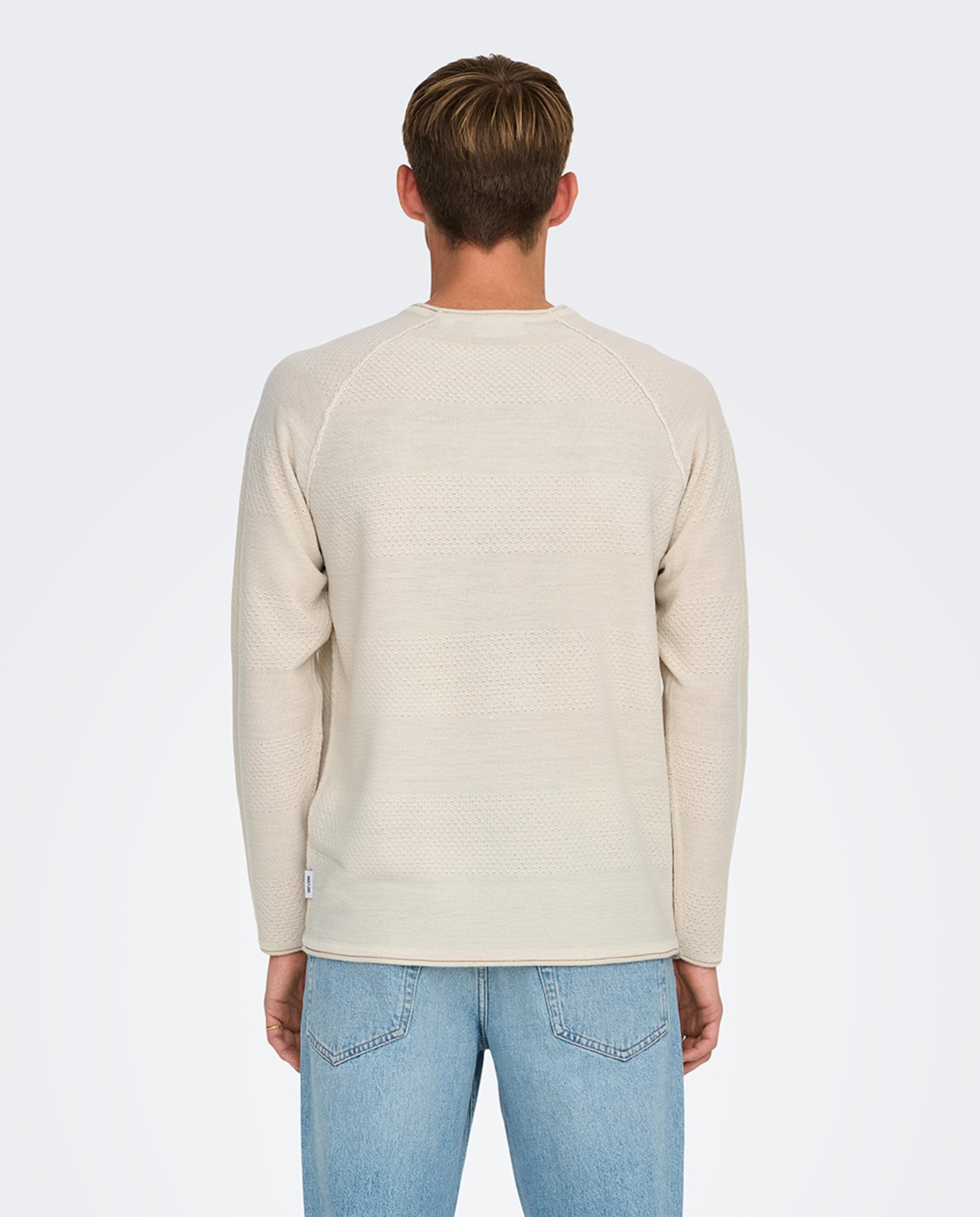 Camisola de Malha Regular Fit com Gola Redonda. Bege-2