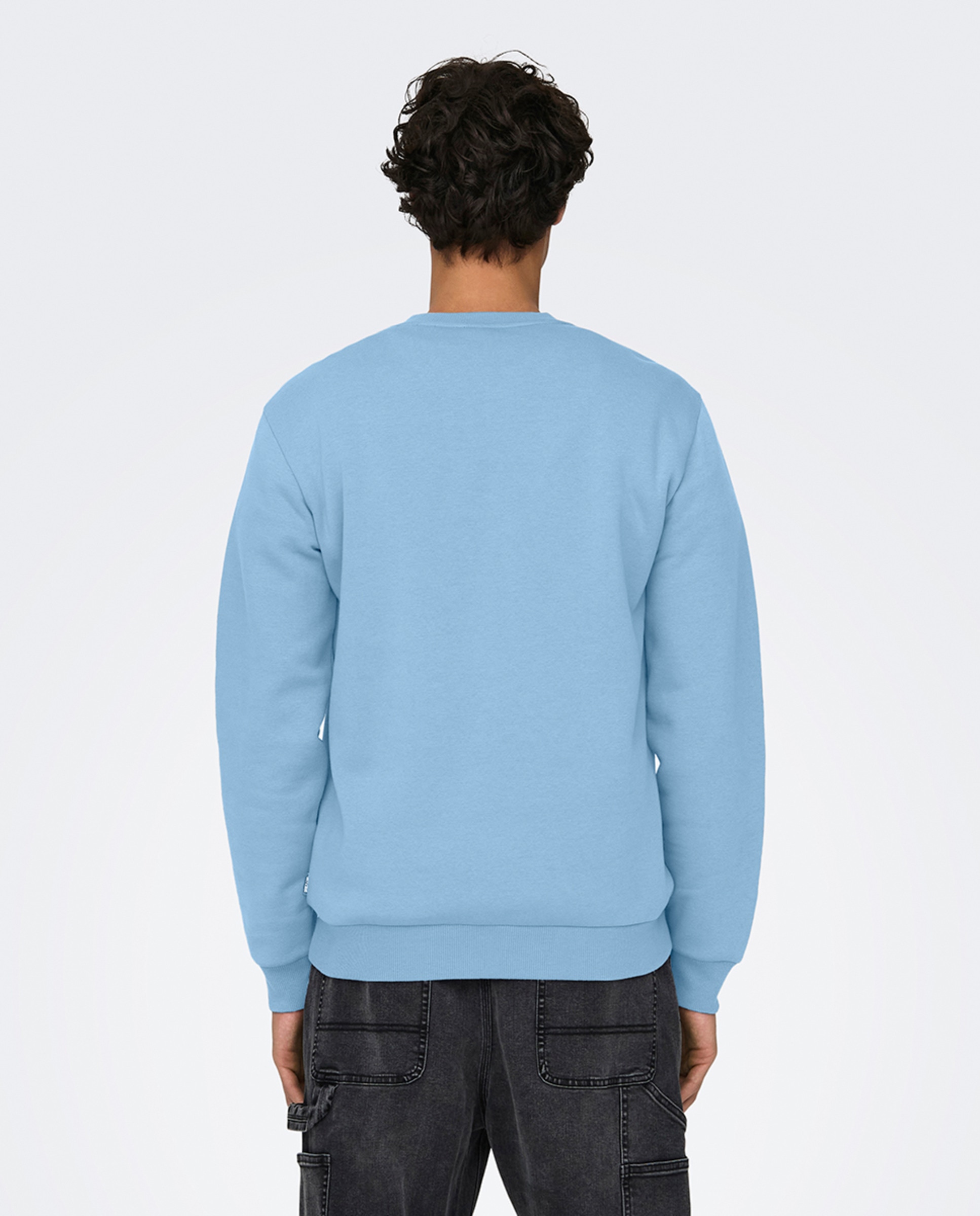 Sweatshirt de homem com decote redondo Azul-2