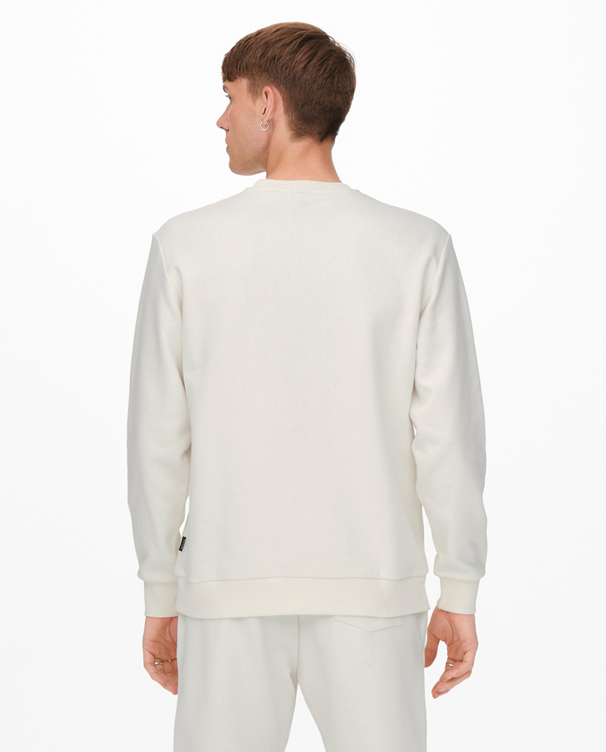 Sweatshirt de homem com decote redondo Branco-2