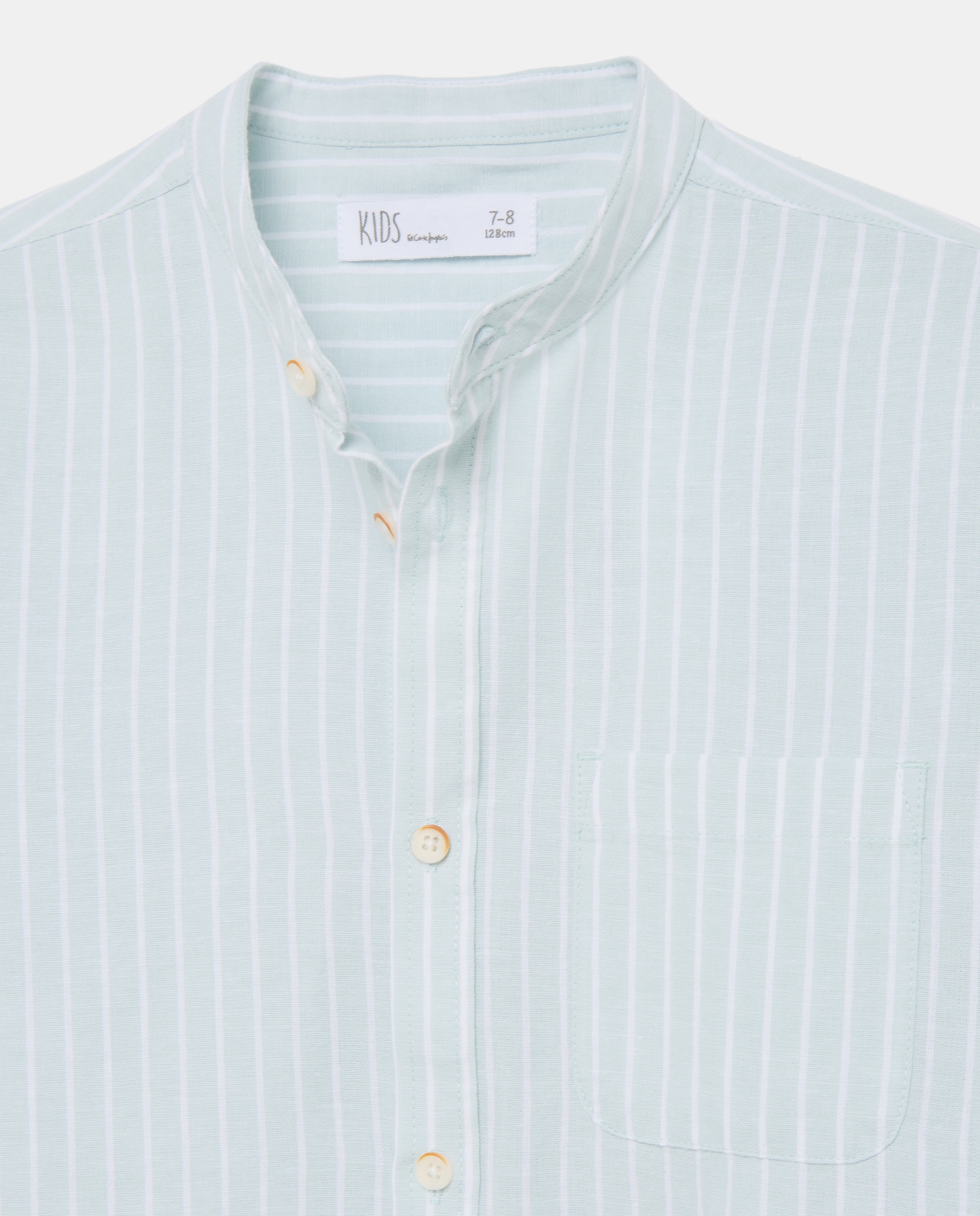 Camisa às Riscas com Gola à Padre Verde-2