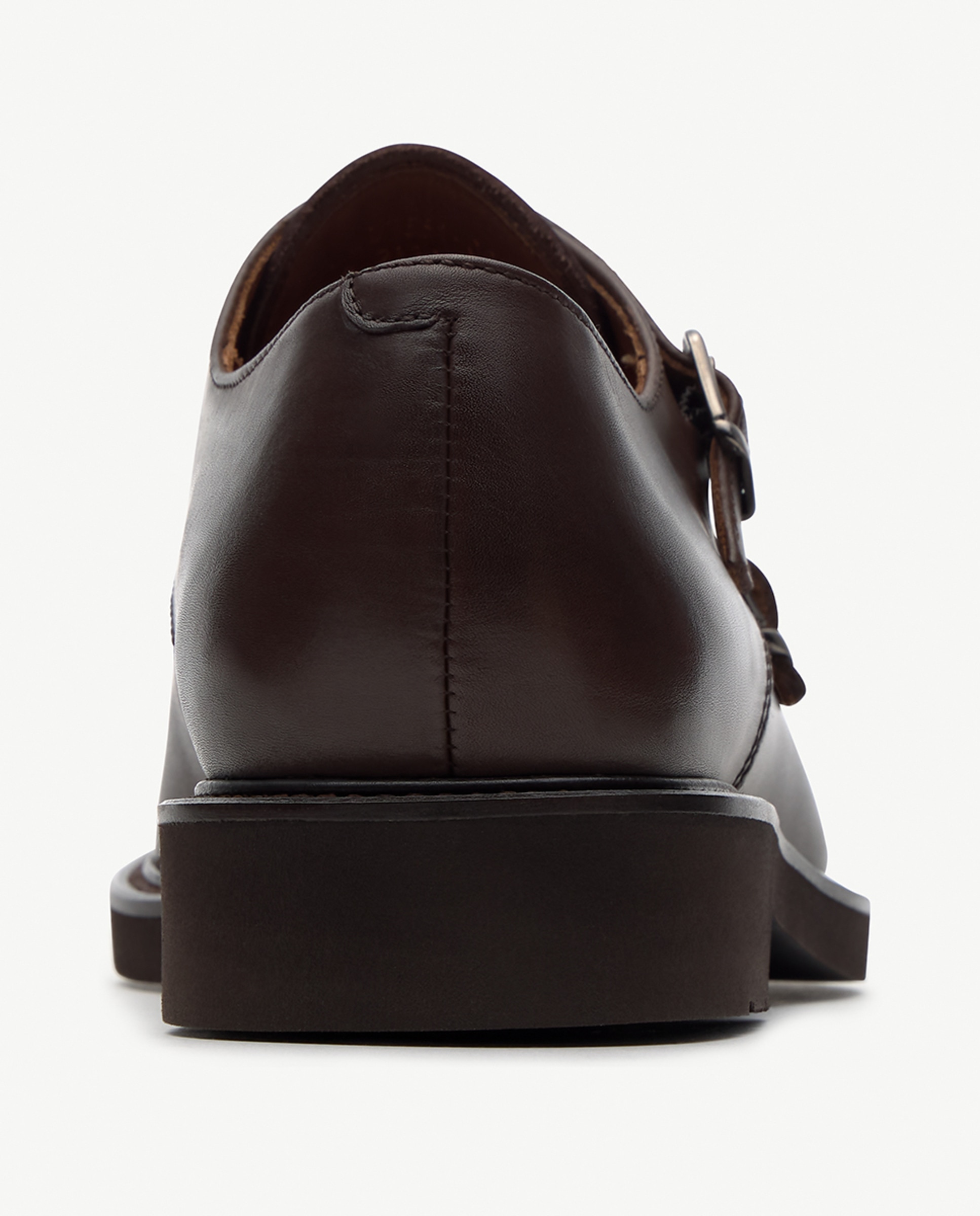 Bluchers em Pele com Fivela Dupla Baltimore Castanho-escuro-4