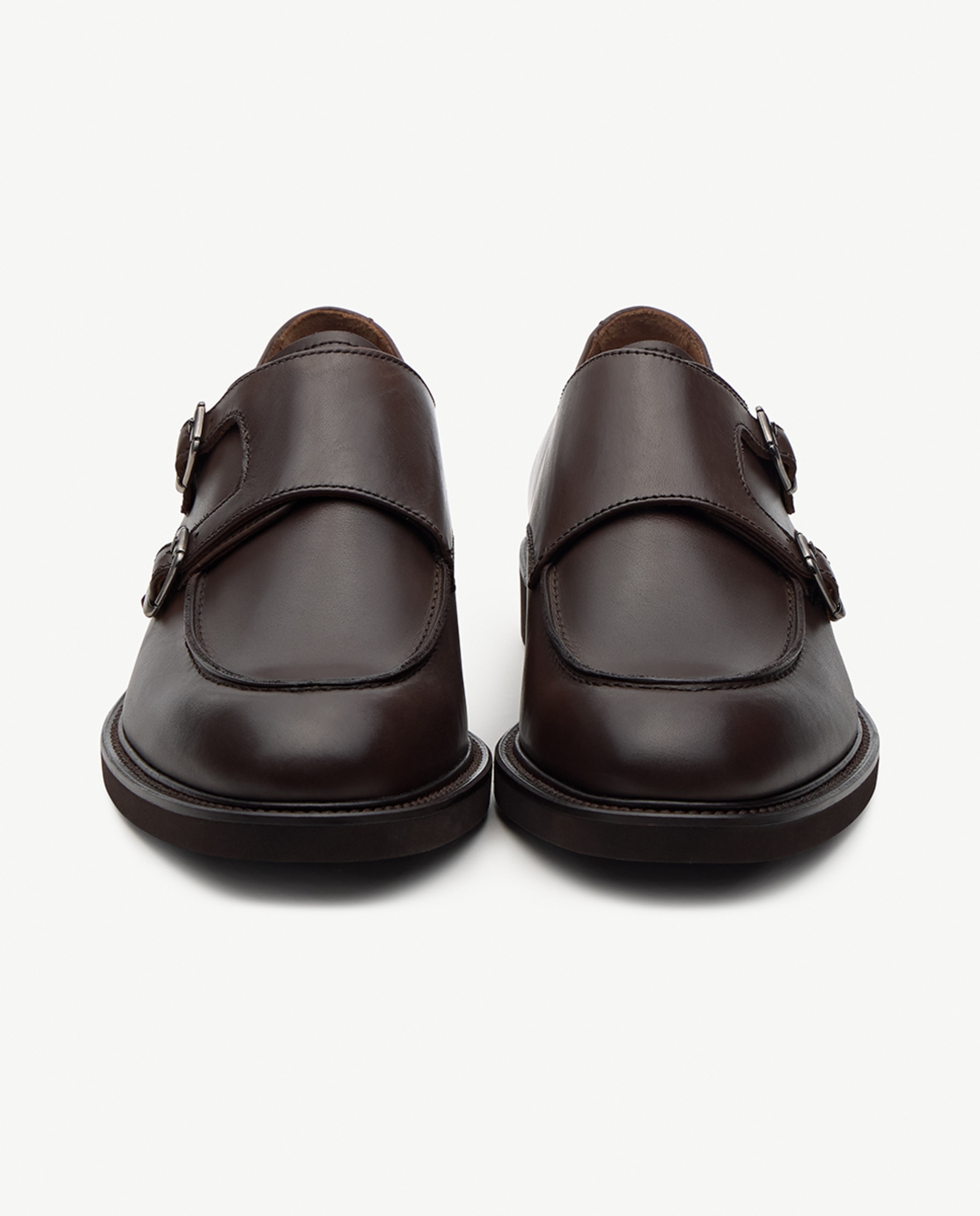 Bluchers em Pele com Fivela Dupla Baltimore Castanho-escuro-3