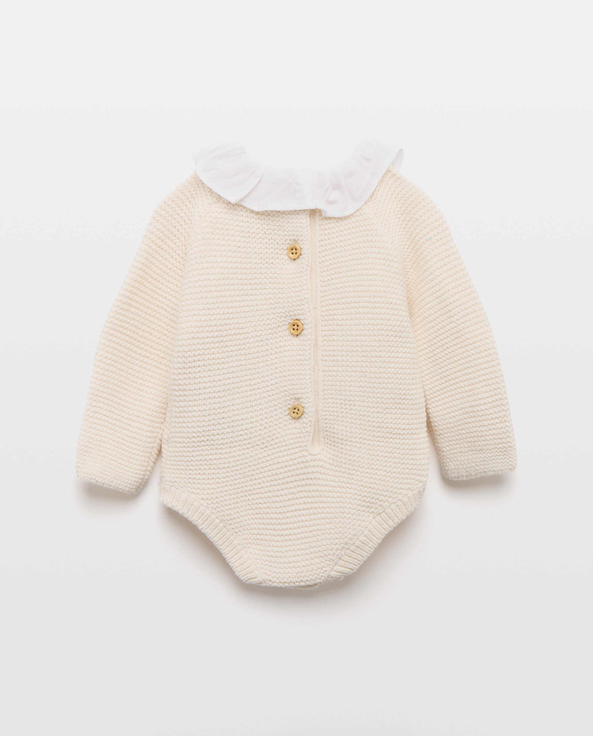Pelele de recién nacido manga larga tricot cuello 130 Marfil-2