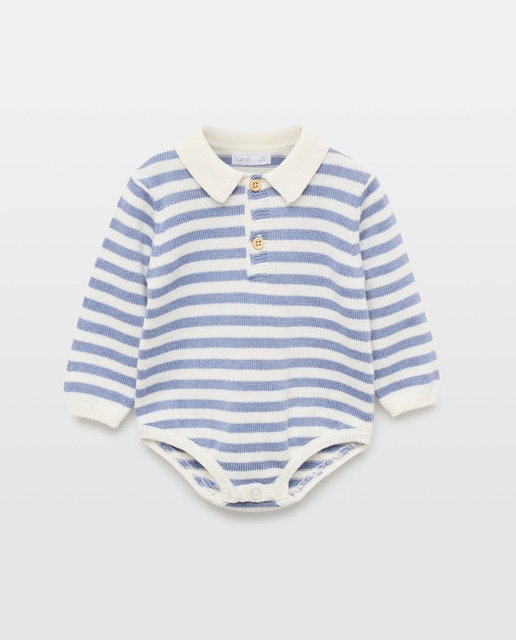 Imagen 0 de Pelele de recién nacido manga larga polo rayas