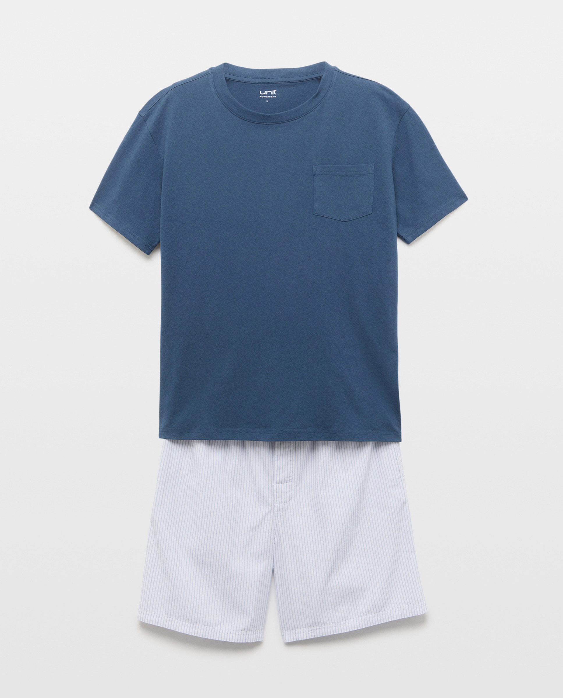 Pijama combinado hombre algodón con bolsa Azul marino-3