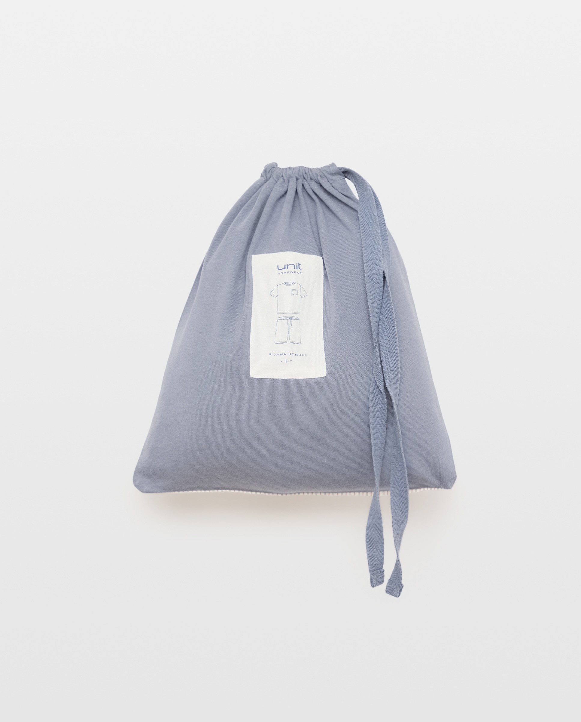 Pijama combinado hombre algodón con bolsa 820 Gris medio-5