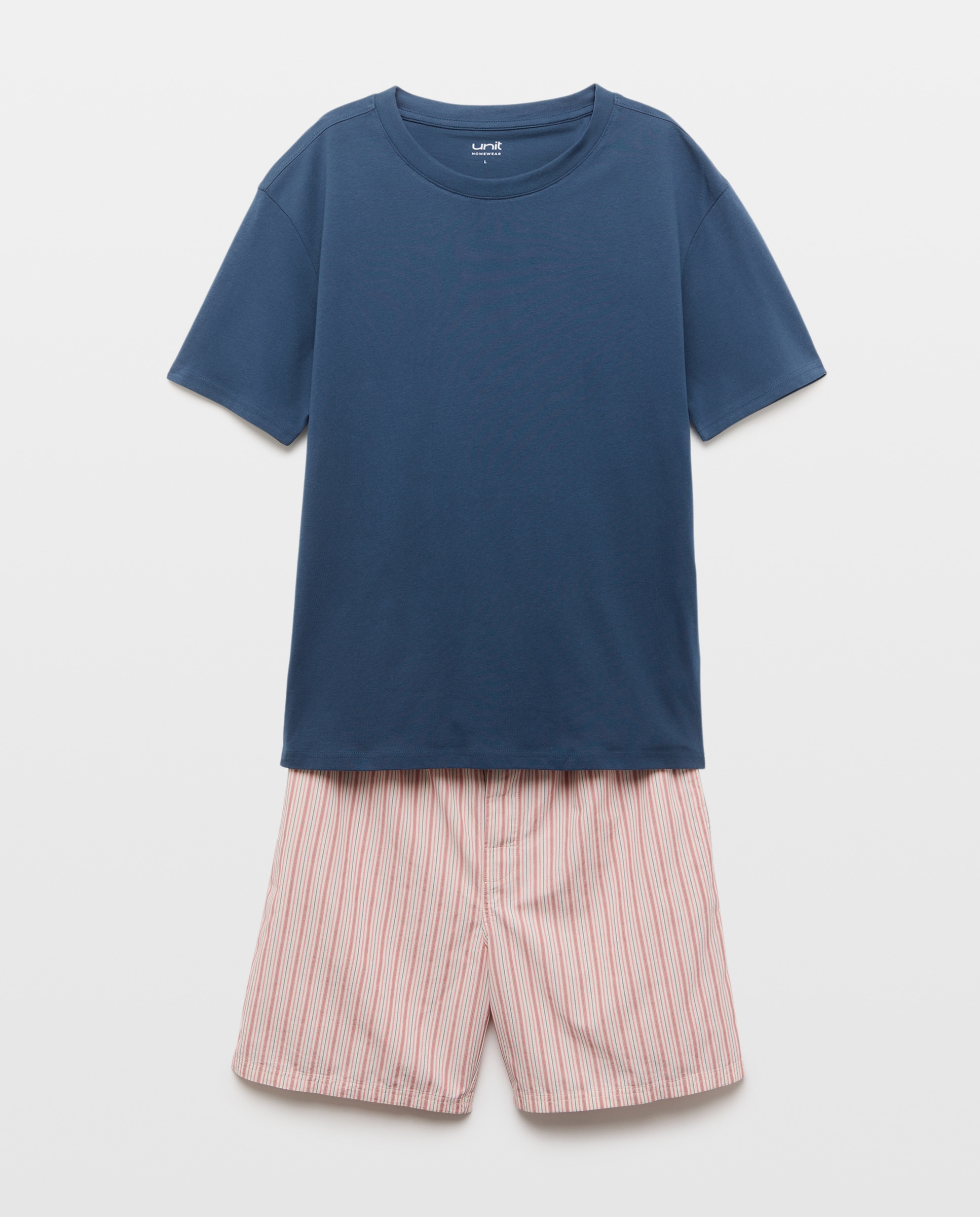 Pijama hombre combinado corto algodón Azul marino-3