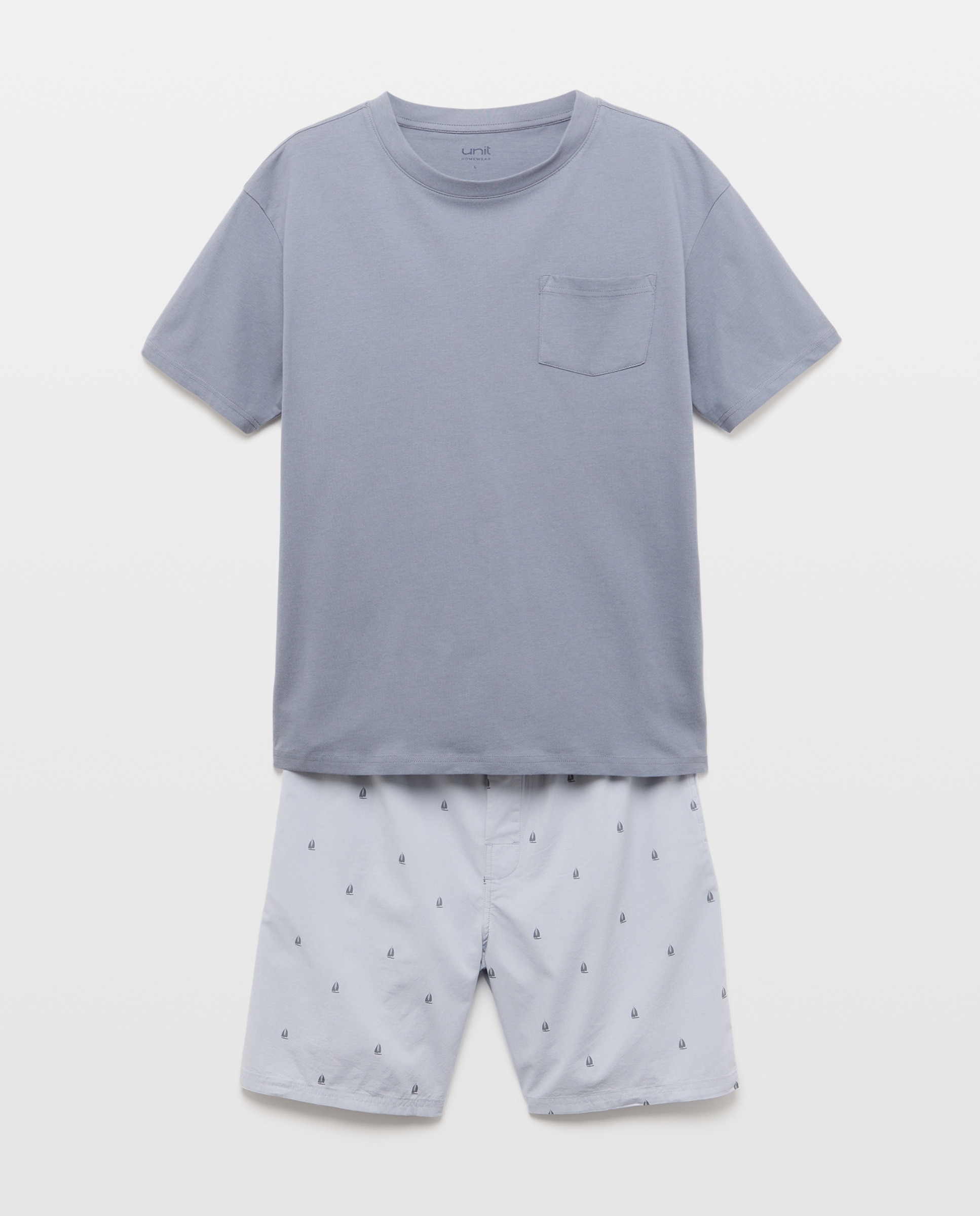 Pijama combinado hombre algodón con bolsa 820 Gris medio-3