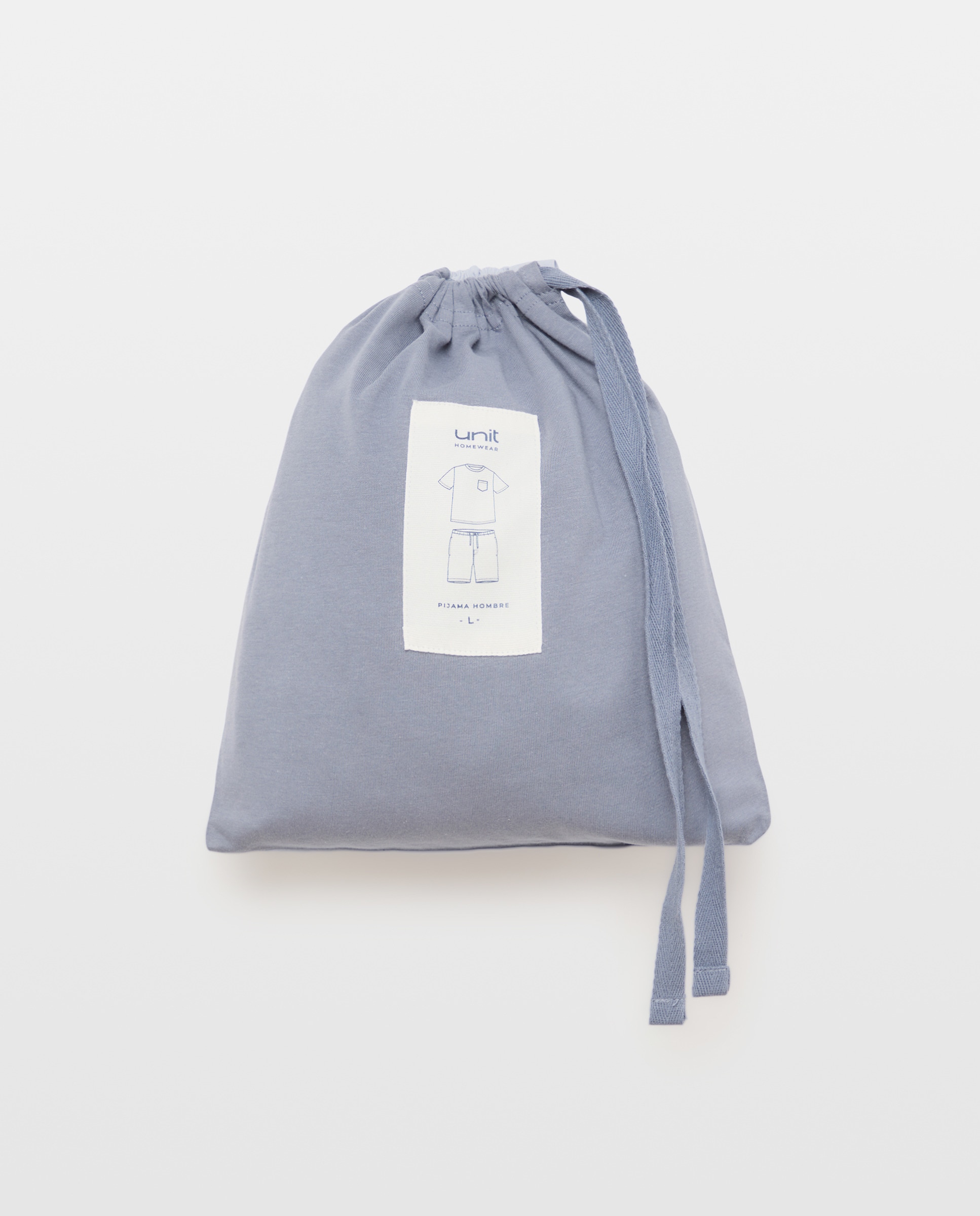 Pijama combinado hombre algodón con bolsa 820 Gris medio-5