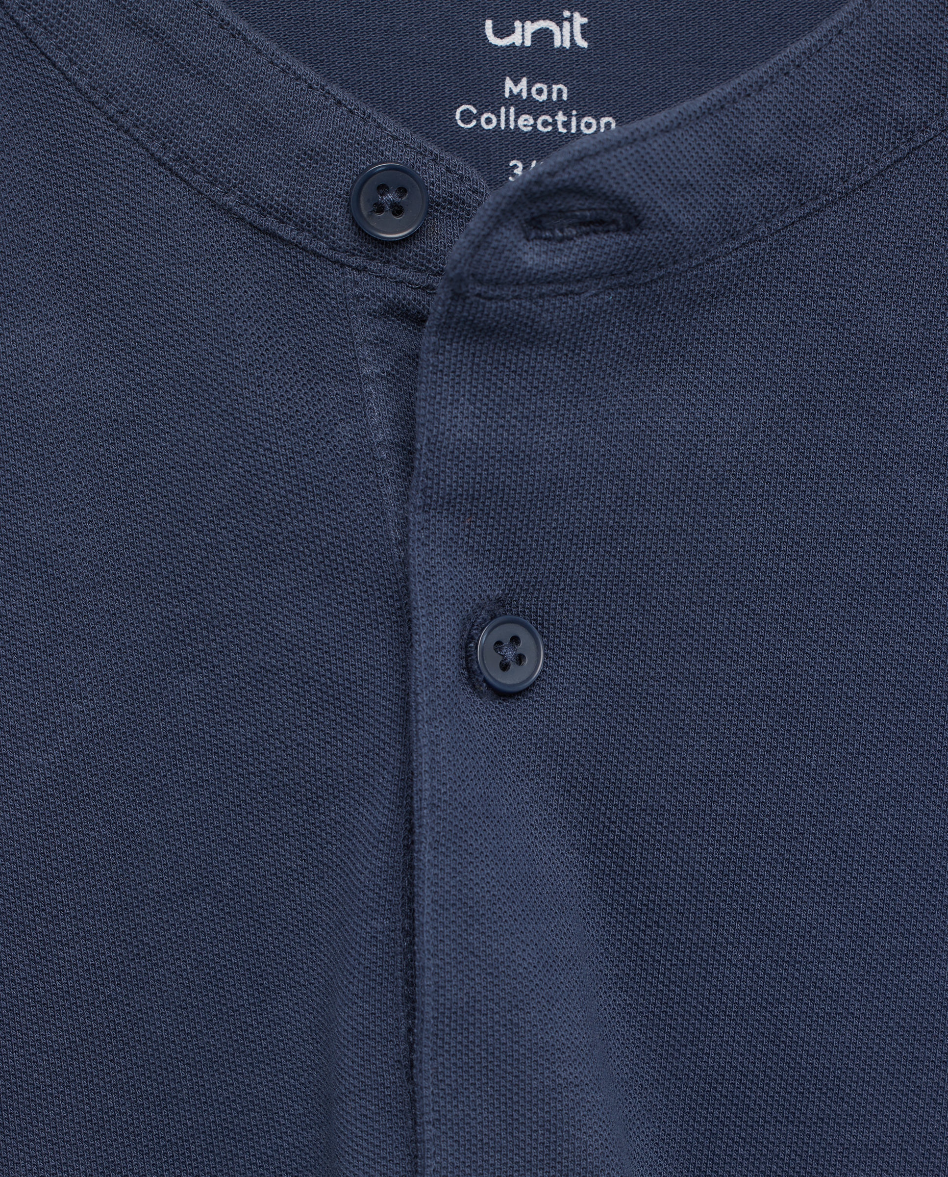 Polo de hombre manga corta cuello mao pique lavado Azul marino-5
