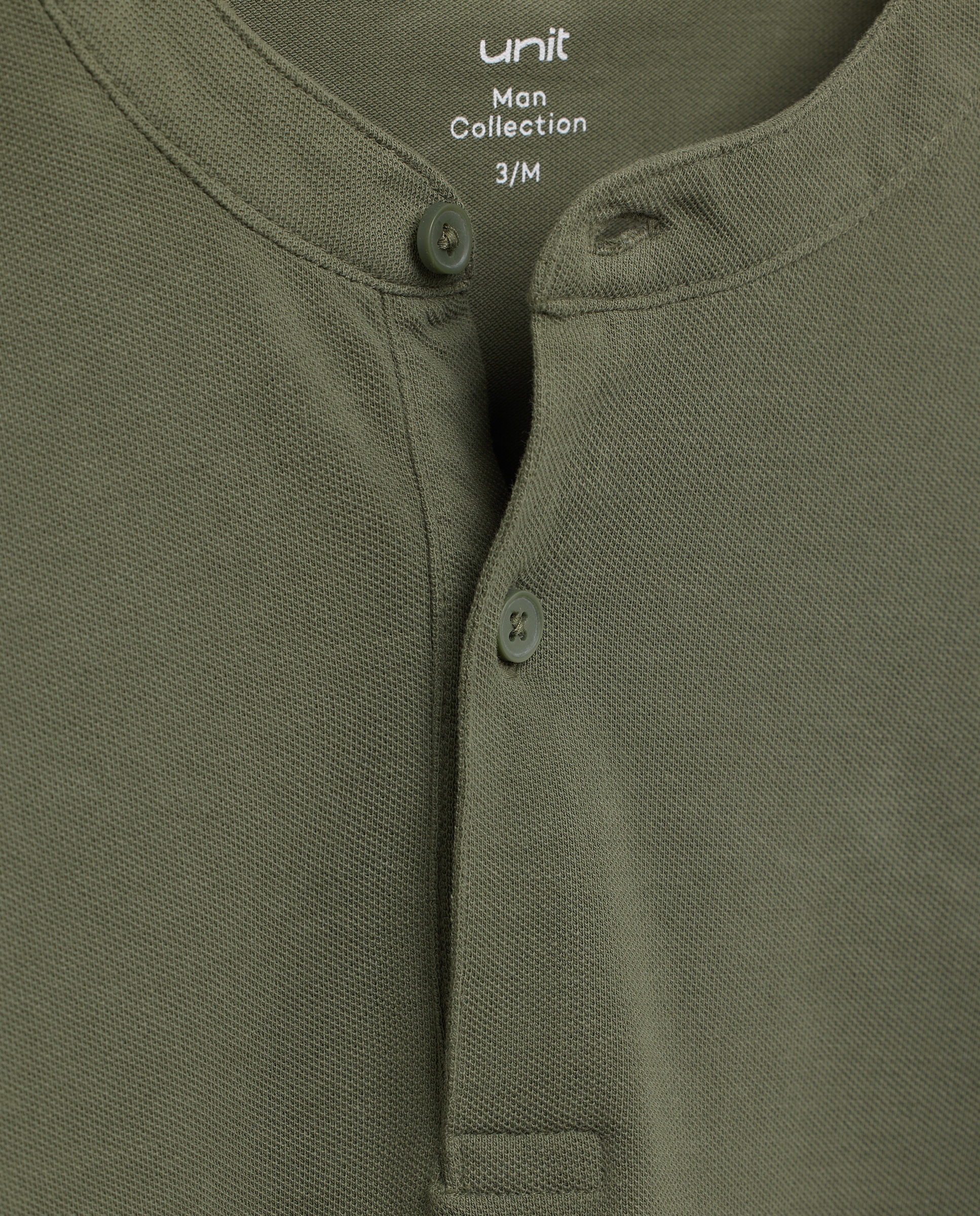 Polo de hombre manga corta cuello mao pique lavado 520 Kaki-5
