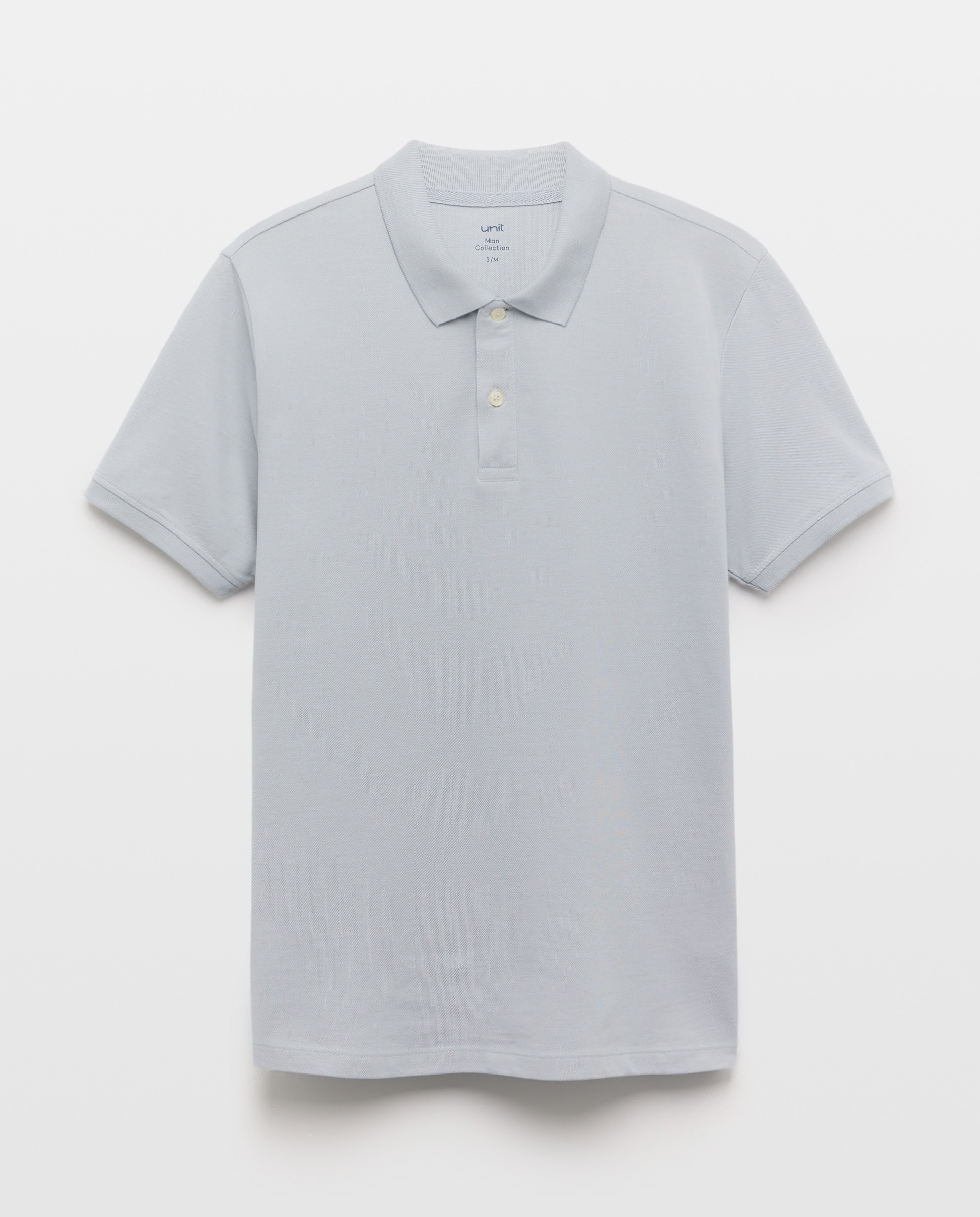 Polo de hombre manga corta pique liso 410 Azul claro-4