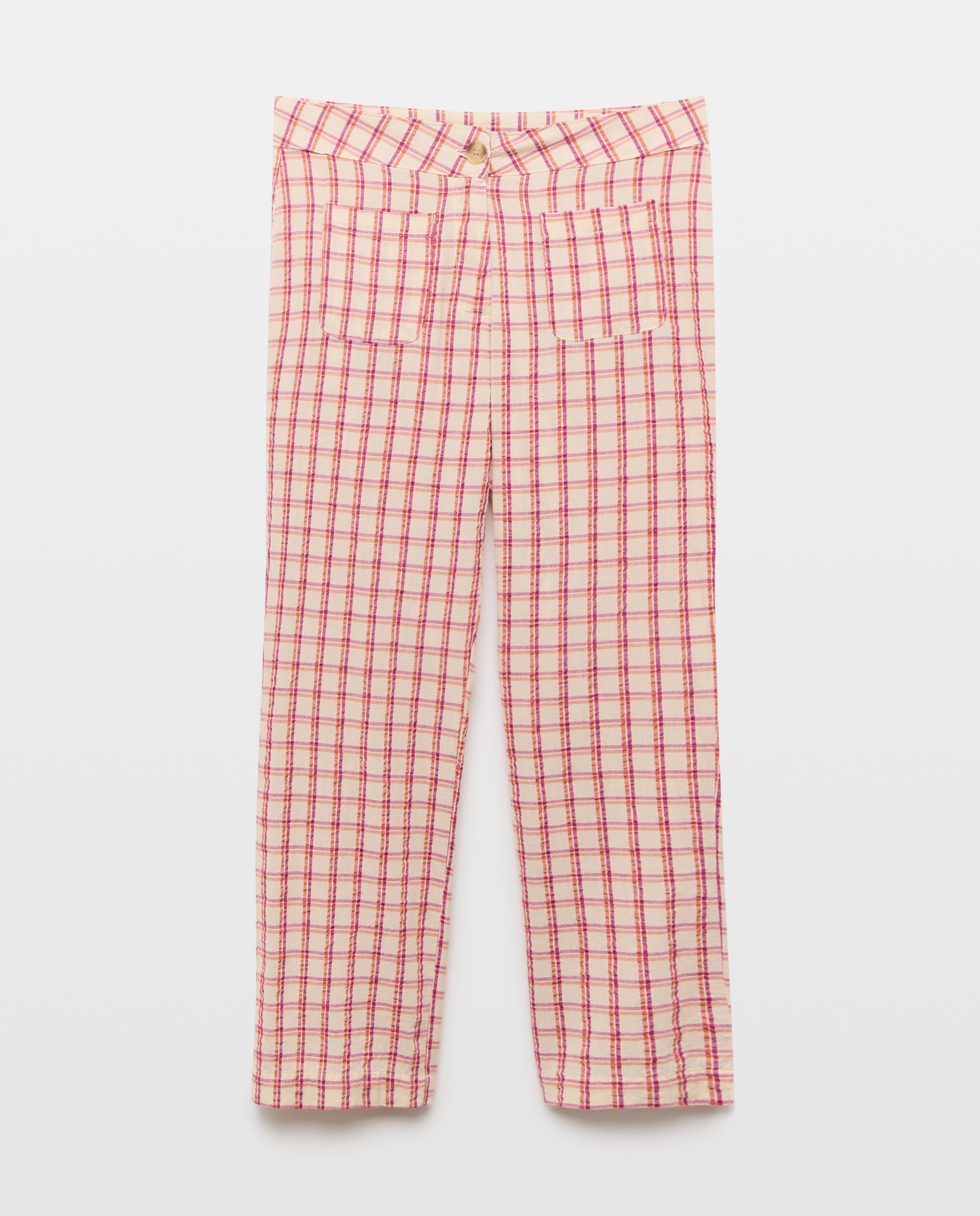 Pantalón de mujer recto de cuadros total look Morado-4