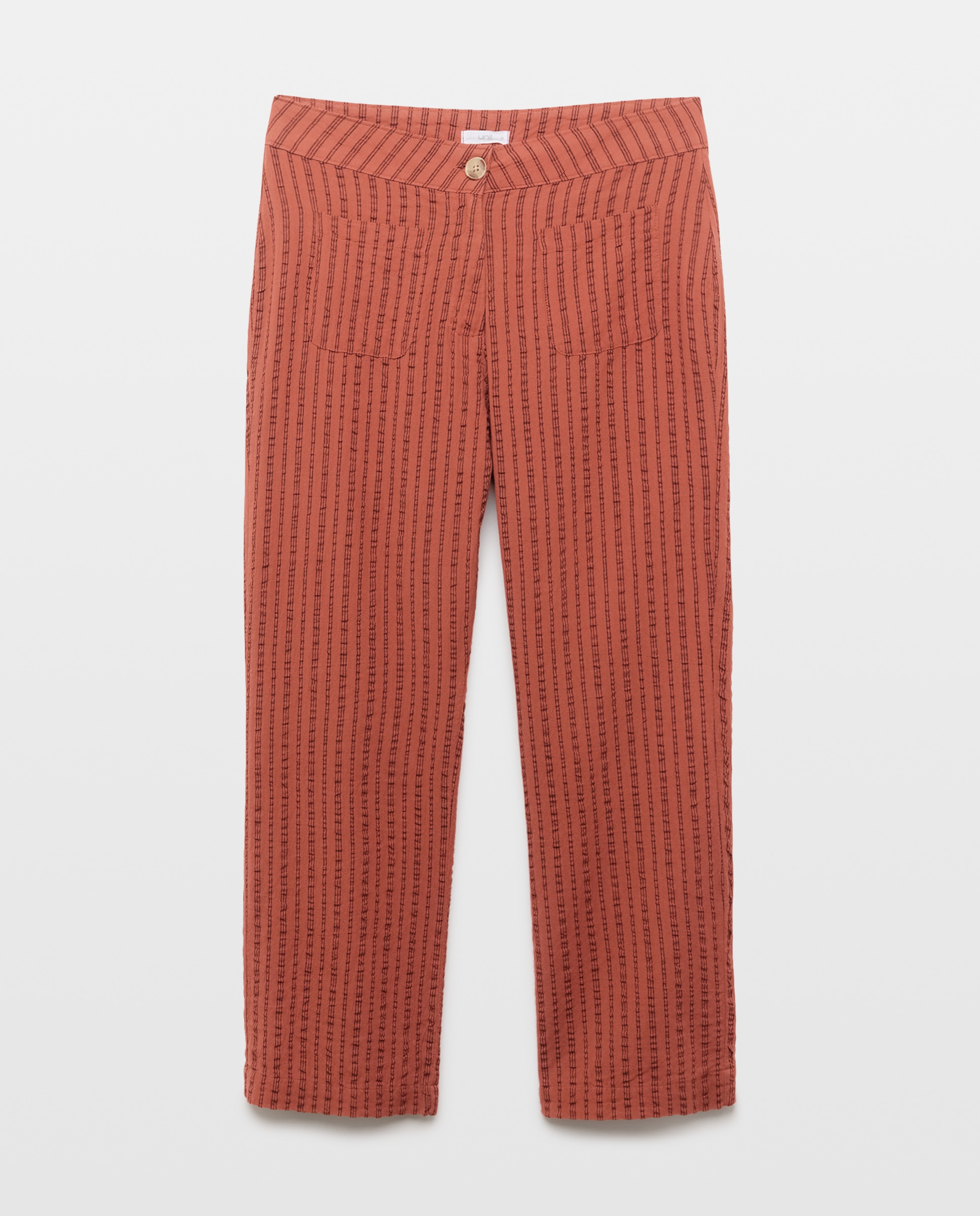 Pantalón de mujer recto de rayas total look Rojo-4