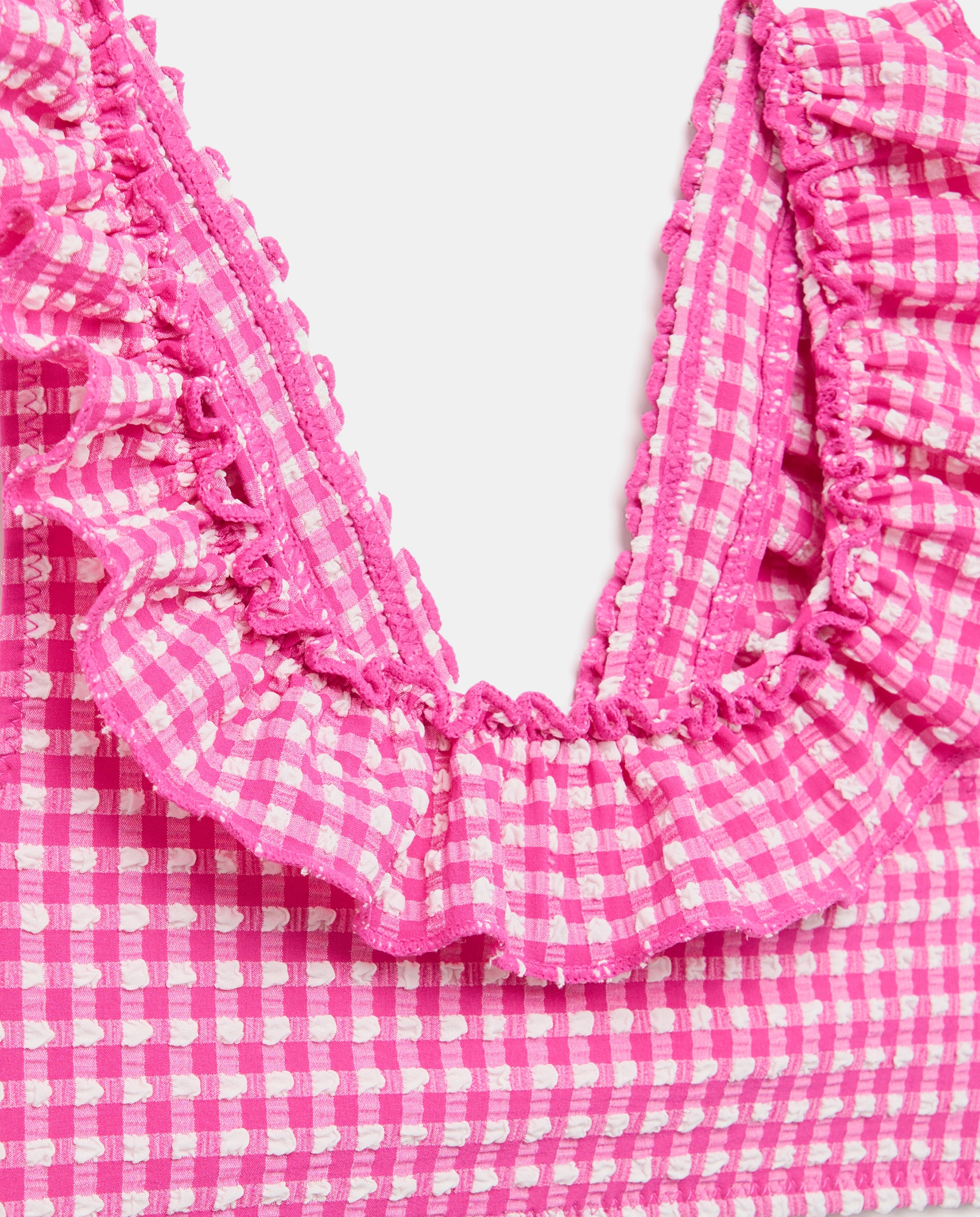 Biquíni Vichy com Folho no Decote Kids El Corte Inglés Rosa-5