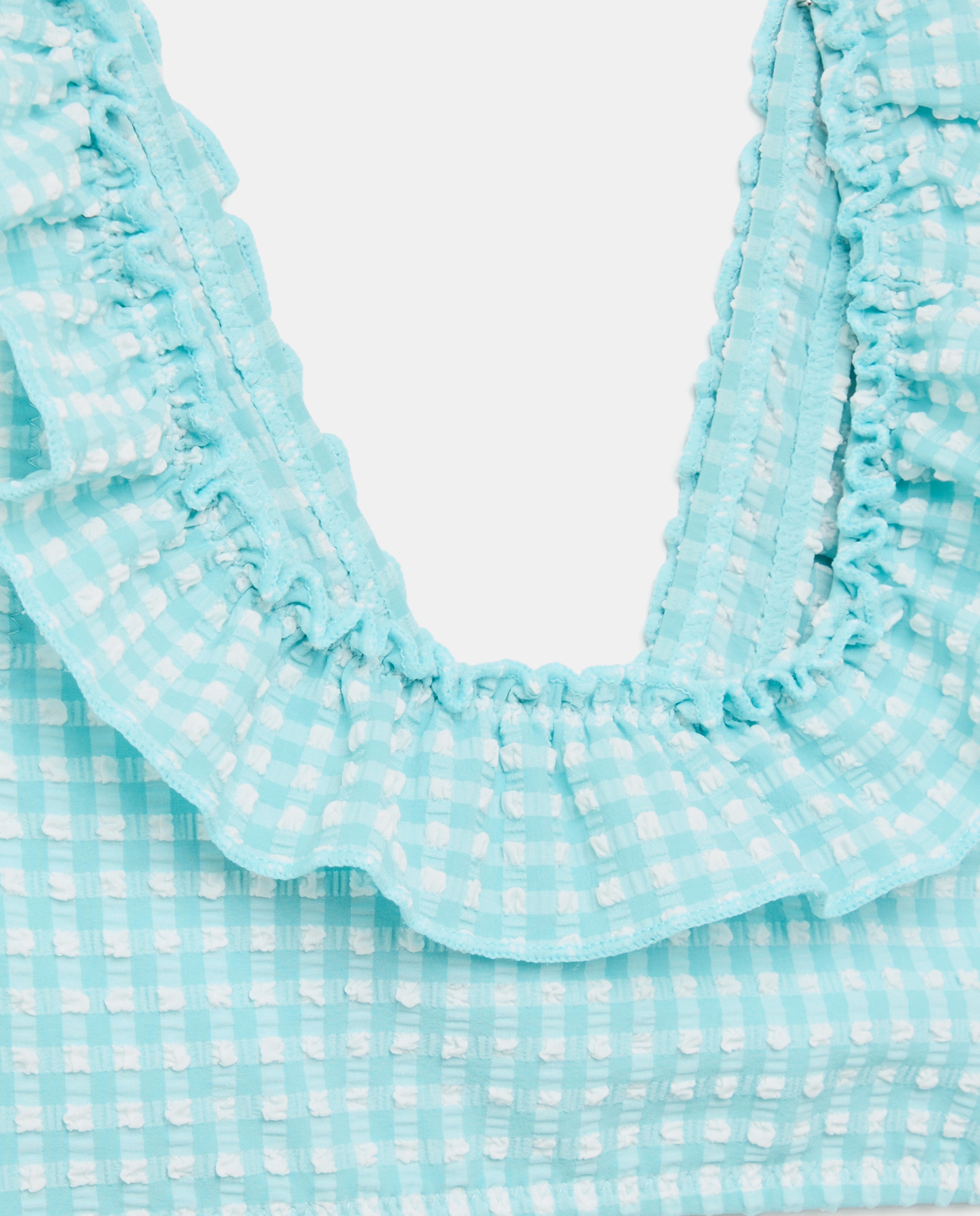 Biquíni Vichy com Folho no Decote Azul-2