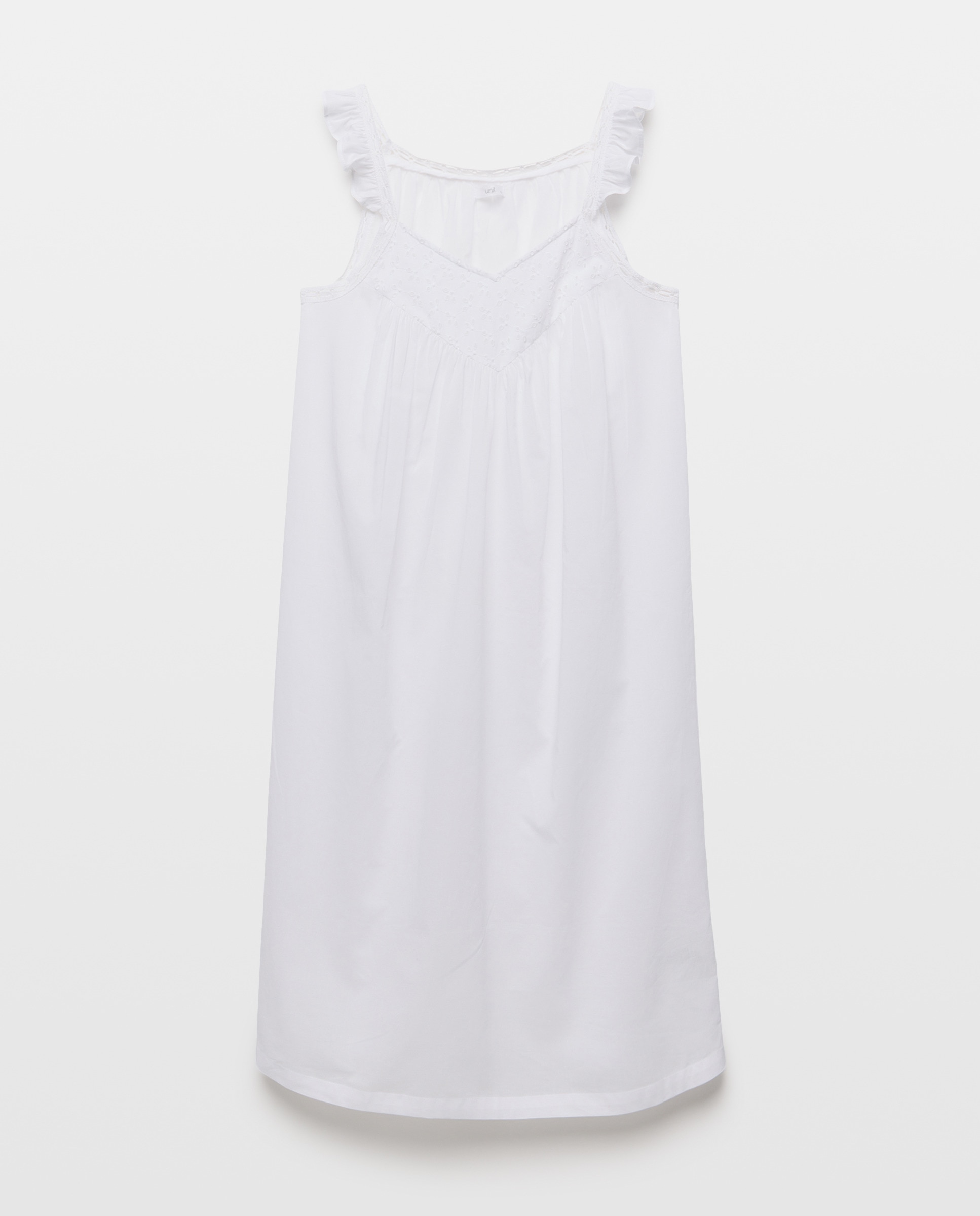 Camisón mujer algodón pico bordado Blanco roto-3