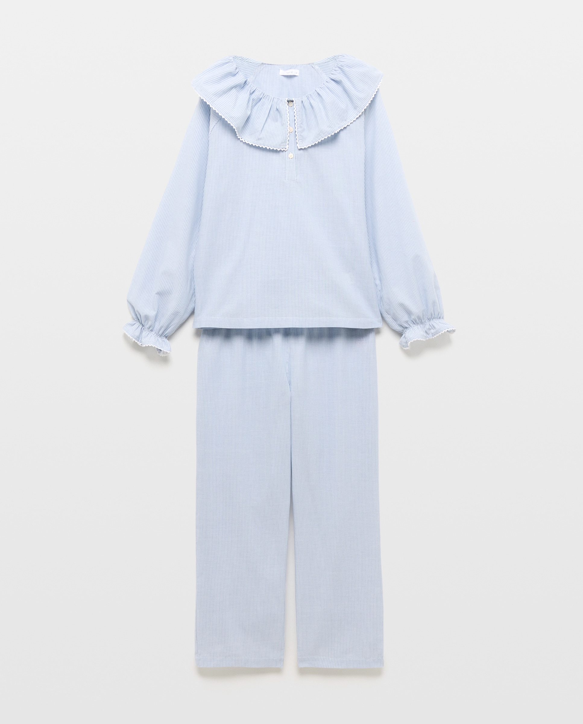 Pijama mujer algodón estampado dos piezas Azul-3