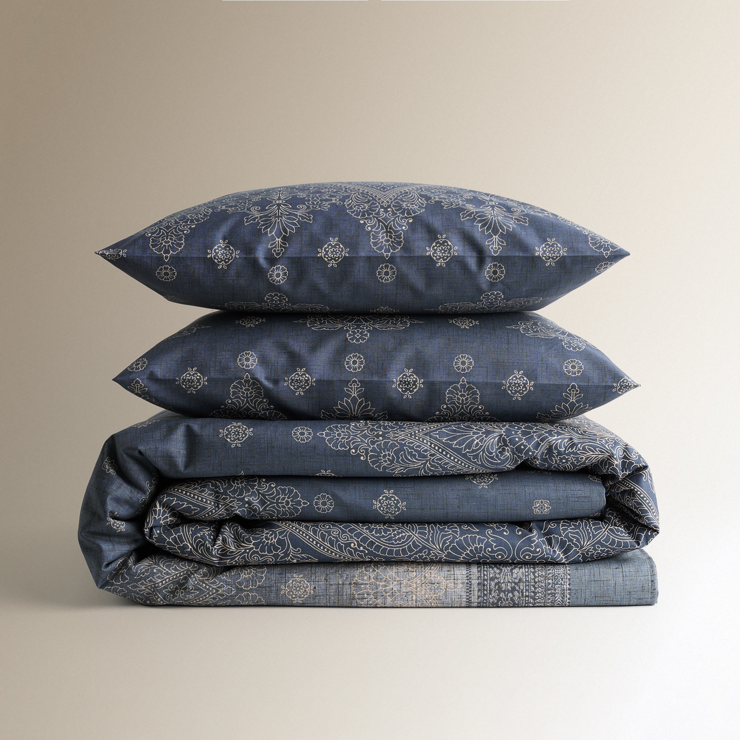 Conjunto de Capa de Edredão de Algodão Kerala Cinzento-5