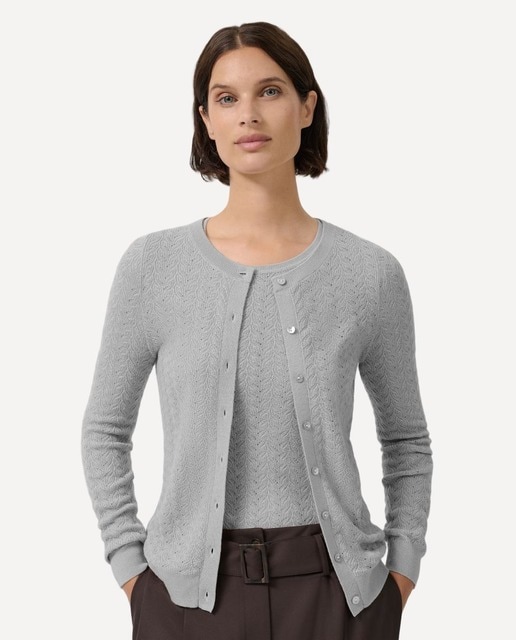 Imagem 0 de Casaco de Malha de Lã Rendilhada com Padrão Espinha de Peixe