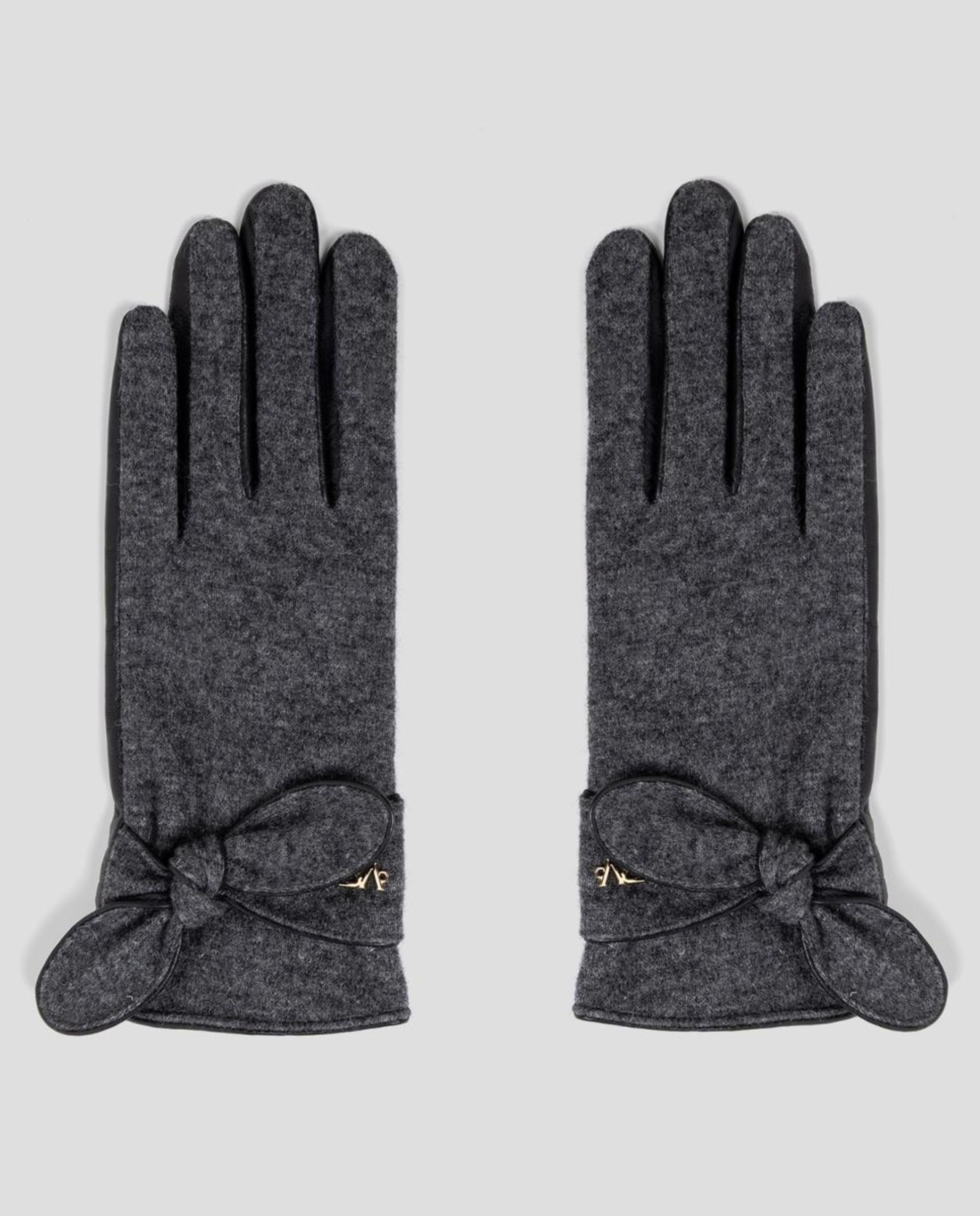 Luvas de Napa e Lã com Laço Cinzento-escuro-2