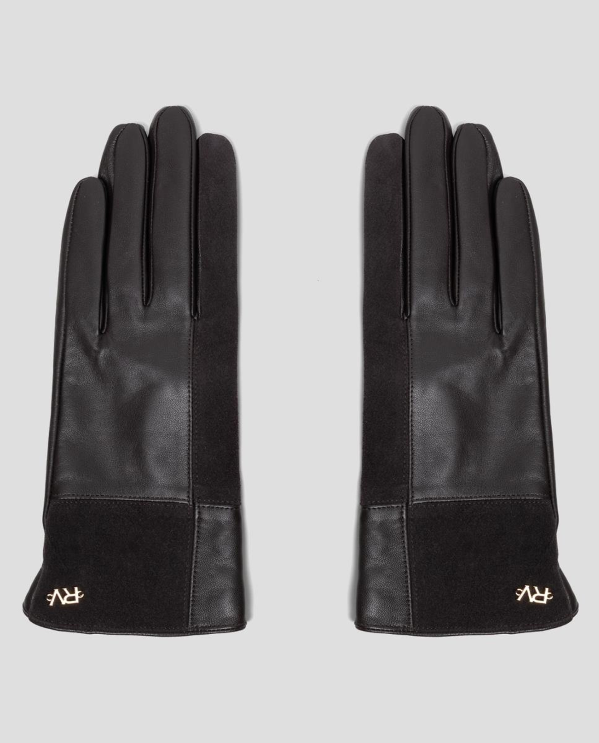 Luvas com Patch de Napa e Camurça Castanho-2