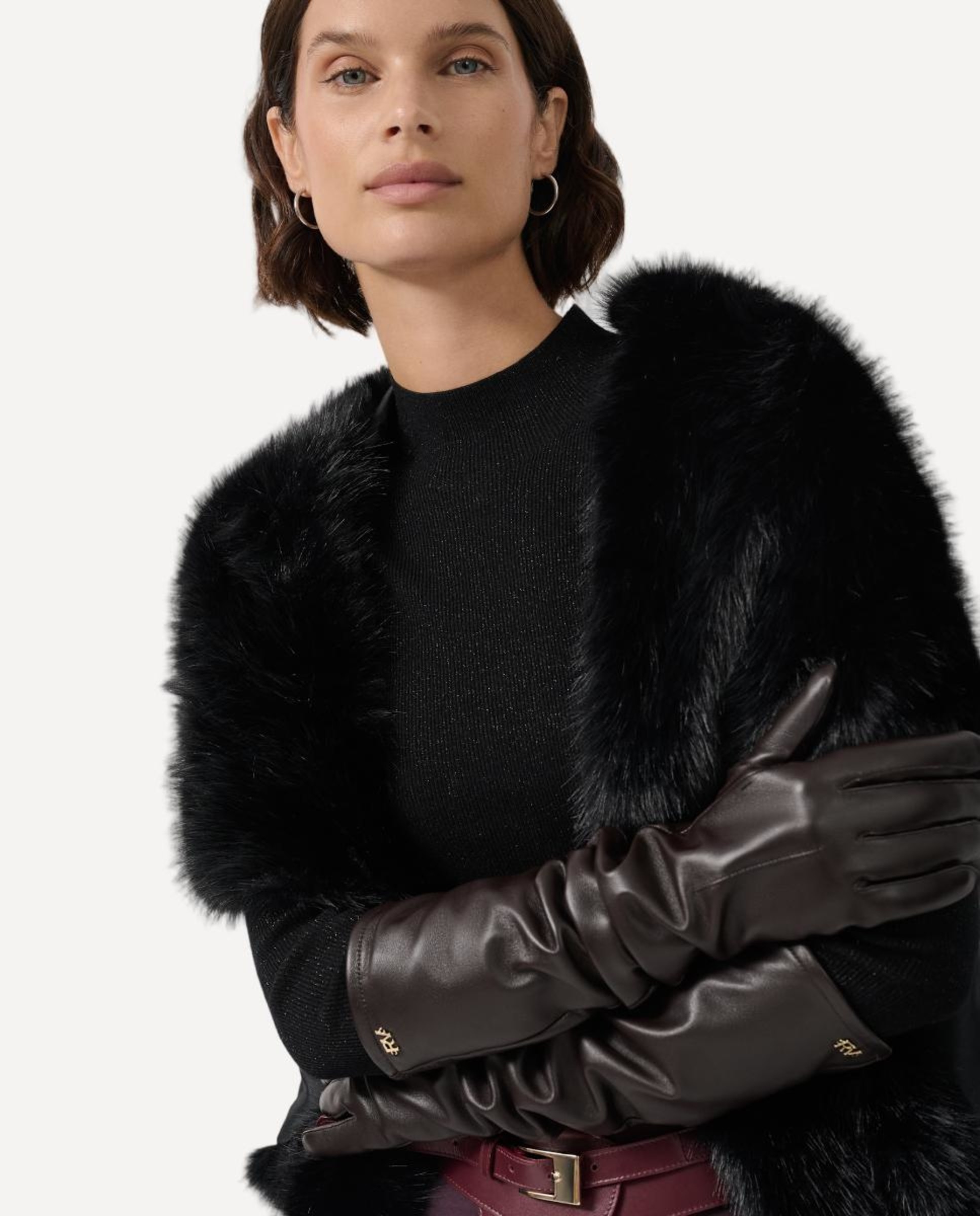 Luvas Compridas em Napa Castanho-3