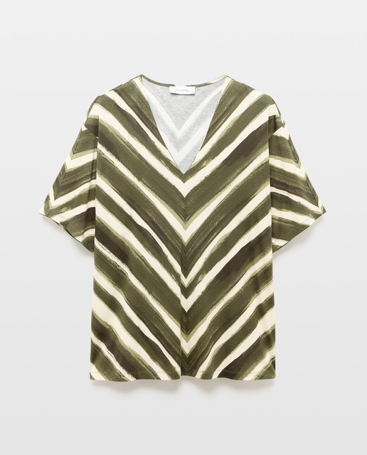 Imagem 0 de T-shirt com Decote em Bico e Risca Diagonal