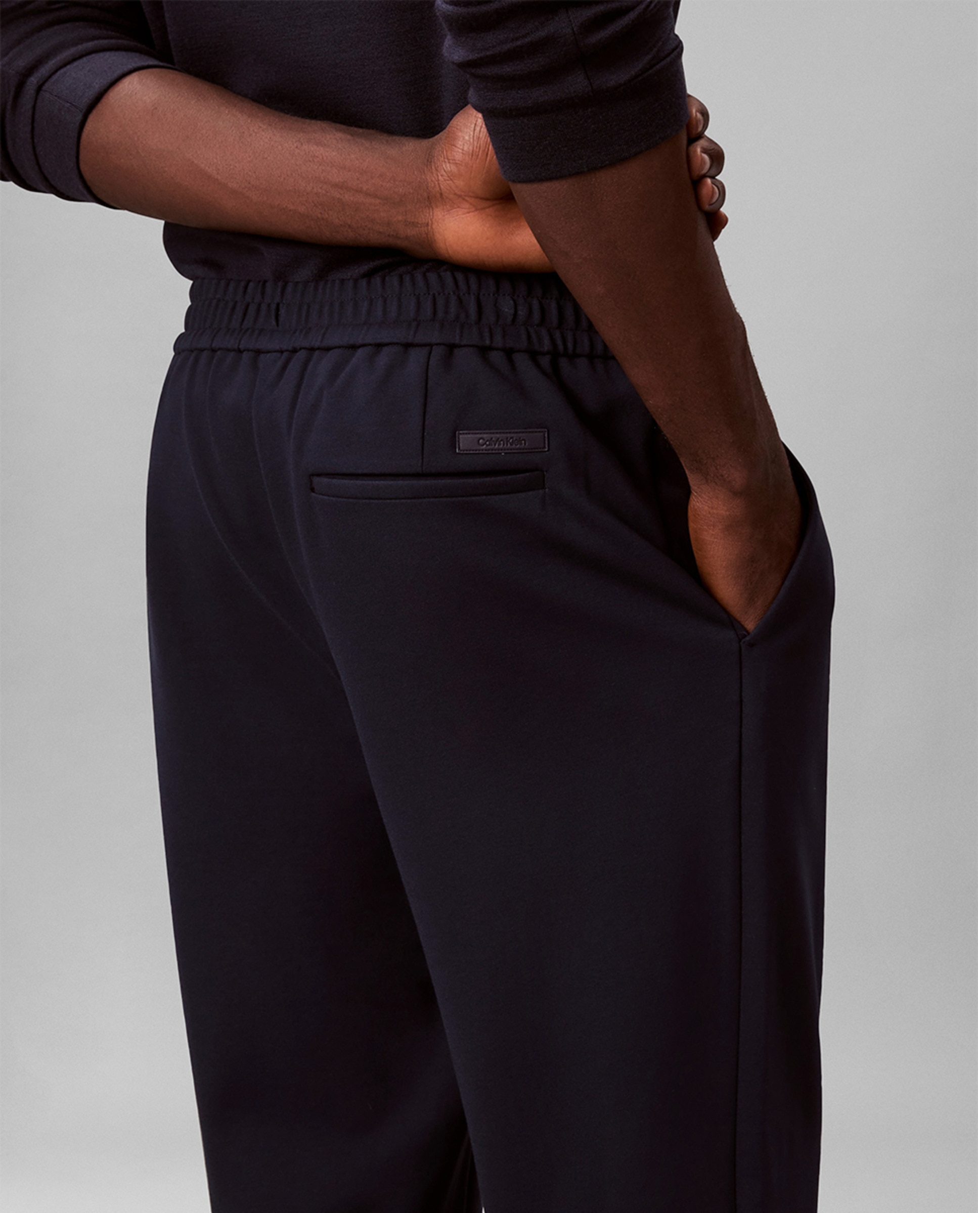 Calças Slim Fit com Pinças Azul-marinho-5