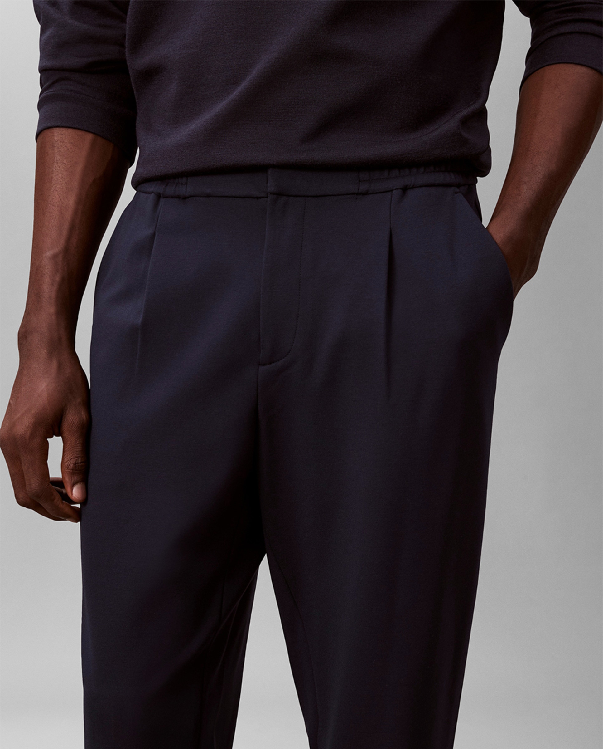 Calças Slim Fit com Pinças Azul-marinho-4