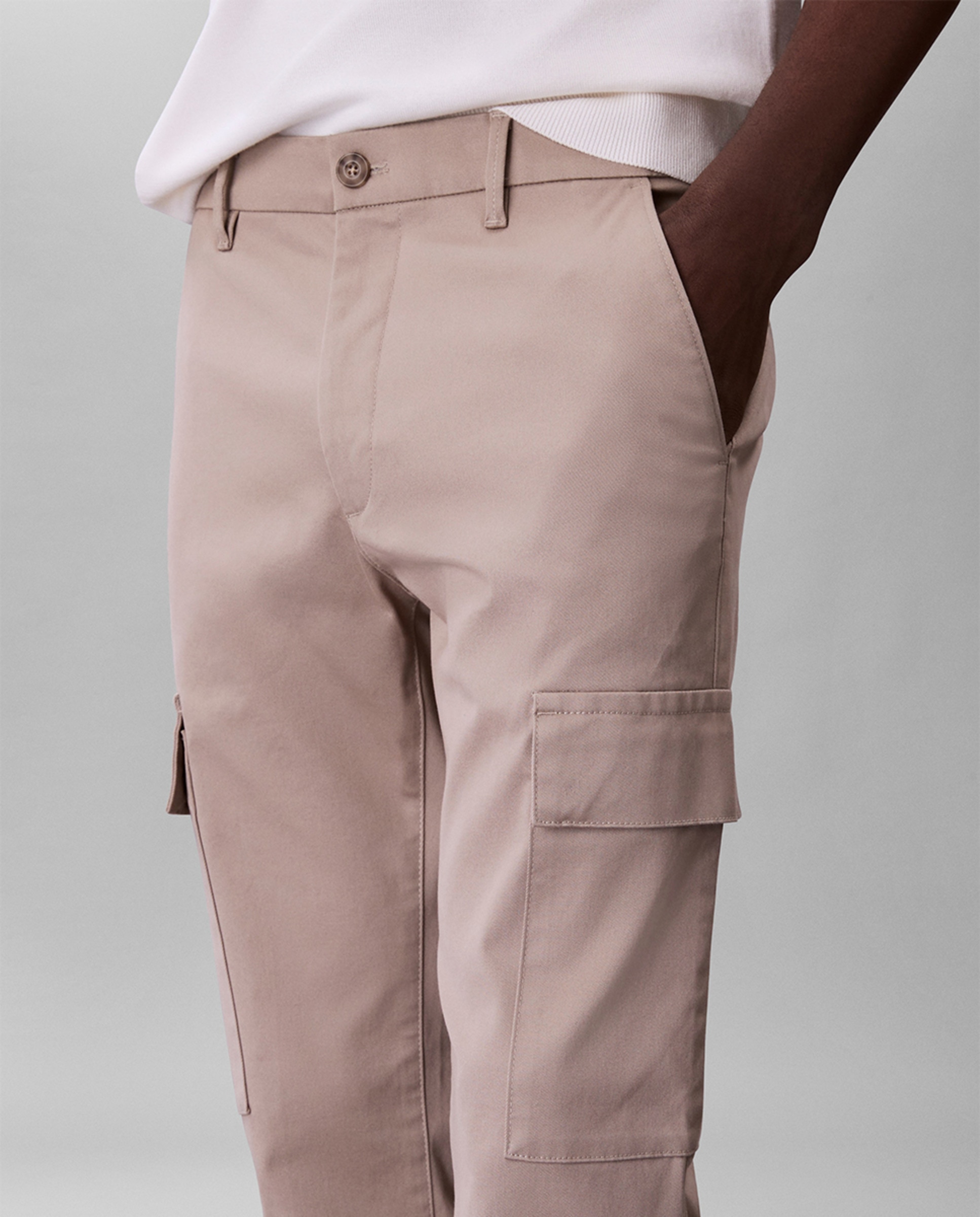 Calças Cargo Slim Fit Bege-4