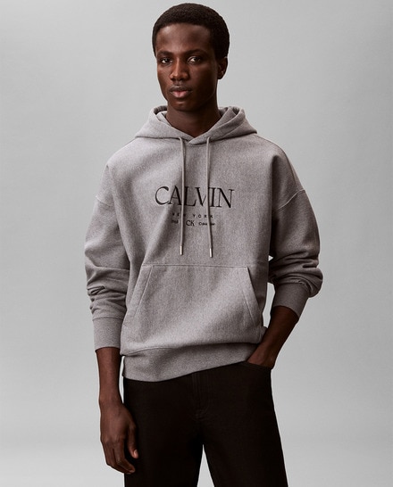 Sudadera Hombre premium bordada - Calvin Klein - Gris