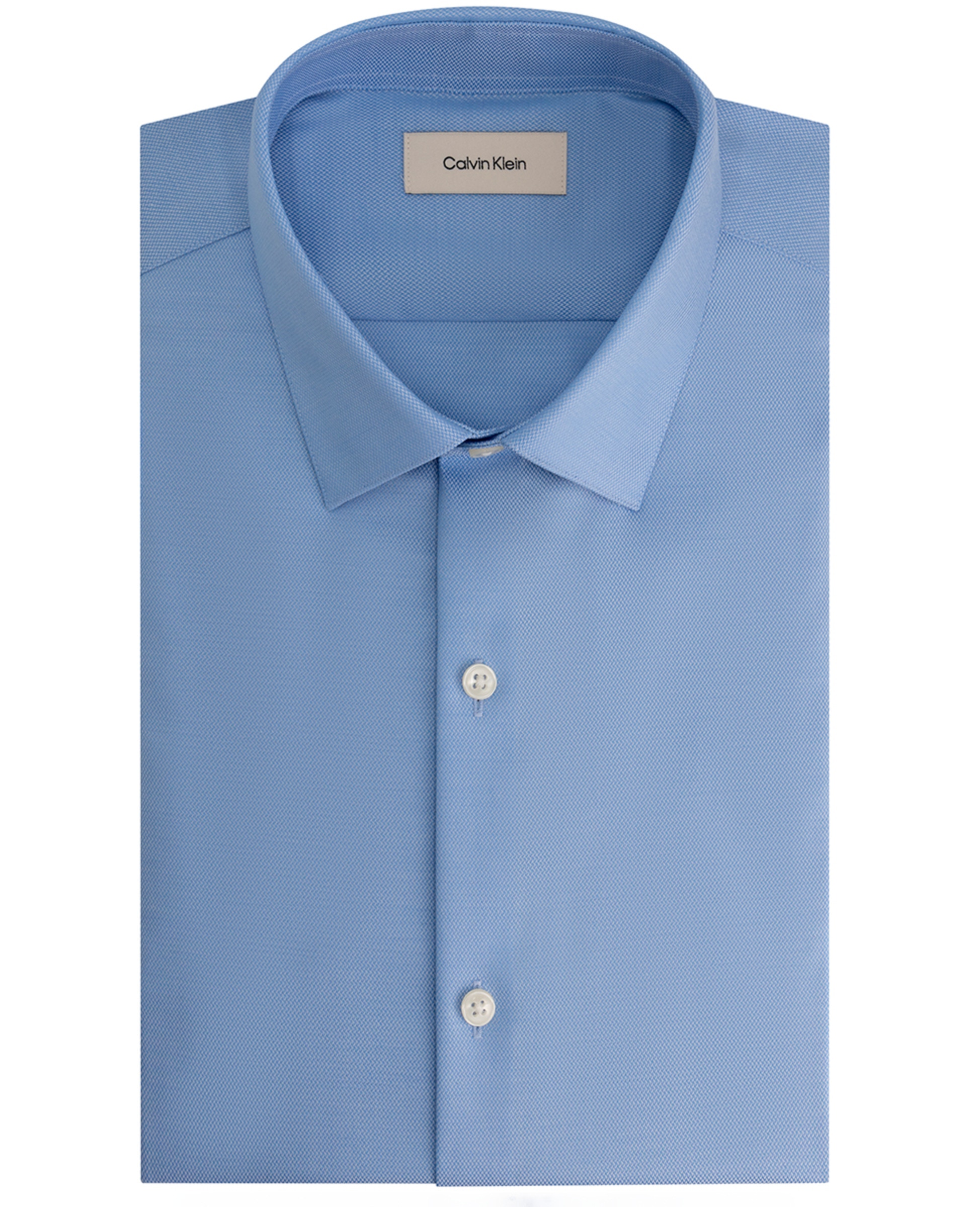 Camisa Clássica de Gola Elástica Justa Azul-7