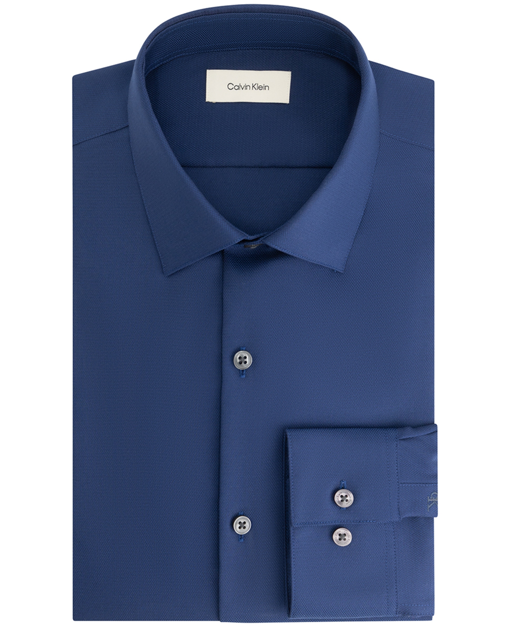 Camisa Clássica de Gola Elástica Justa Azul-6