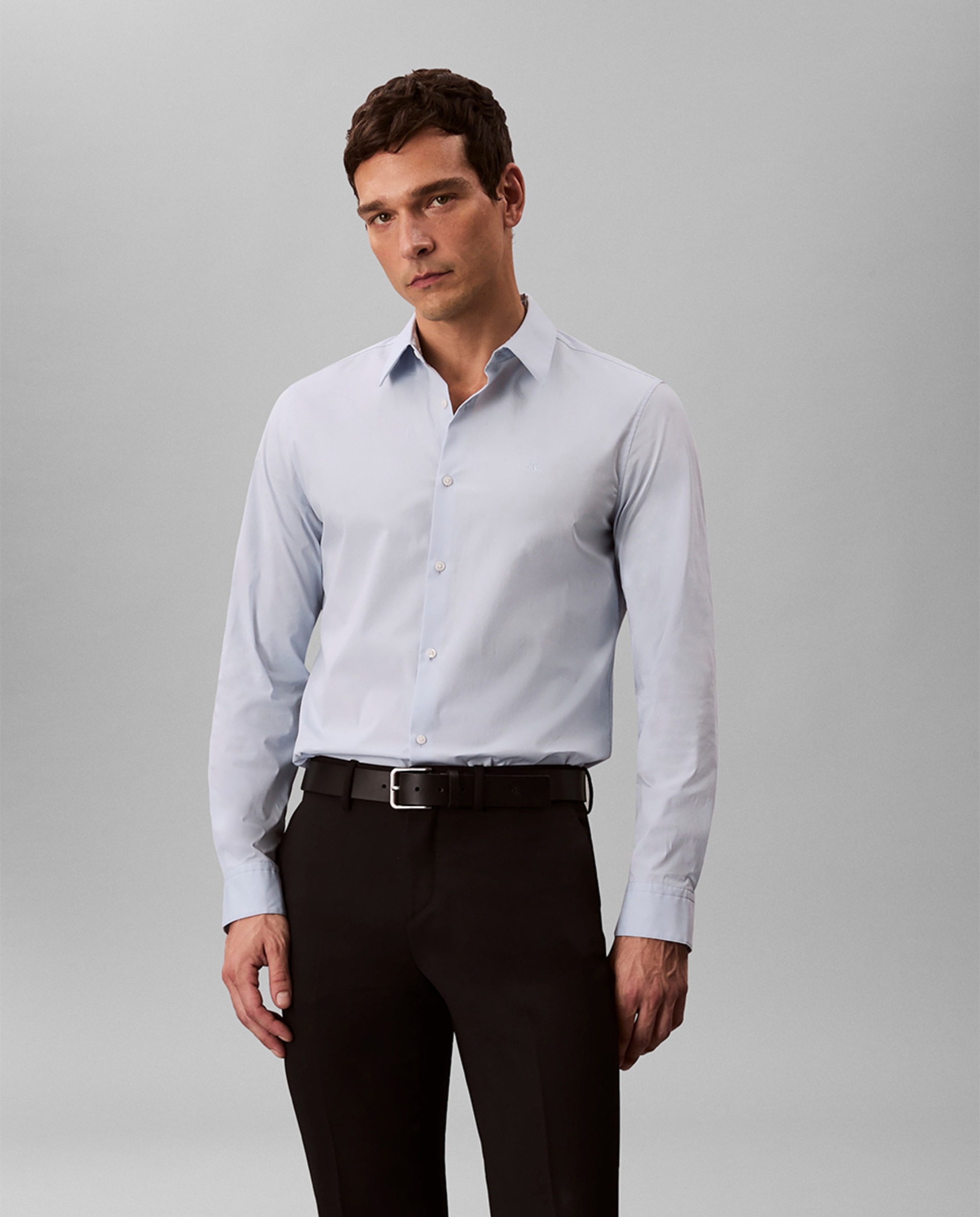 Camisa Lisa Slim Fit Azul-claro-1