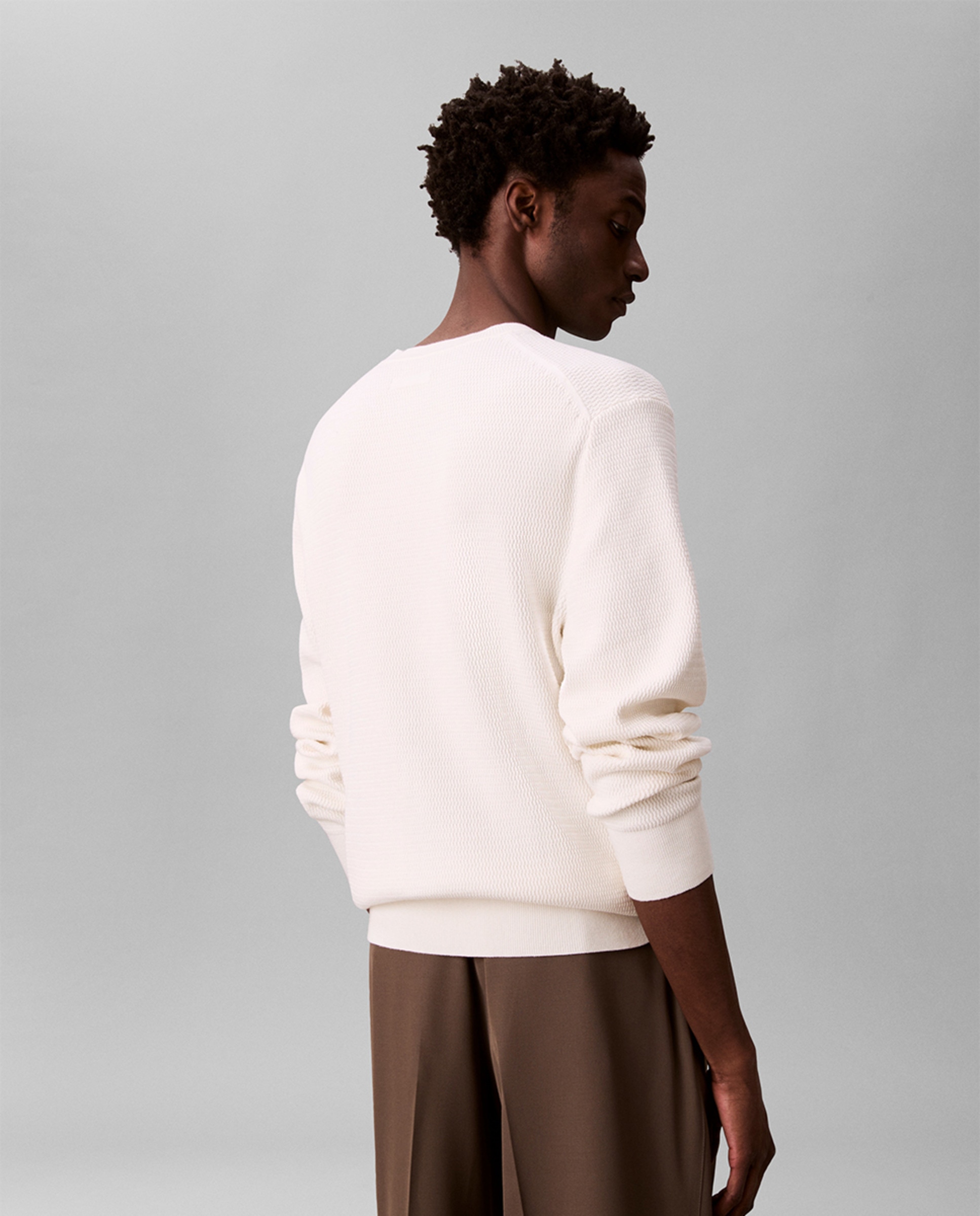 Camisola de Malha de Algodão com Estrutura Creme-4
