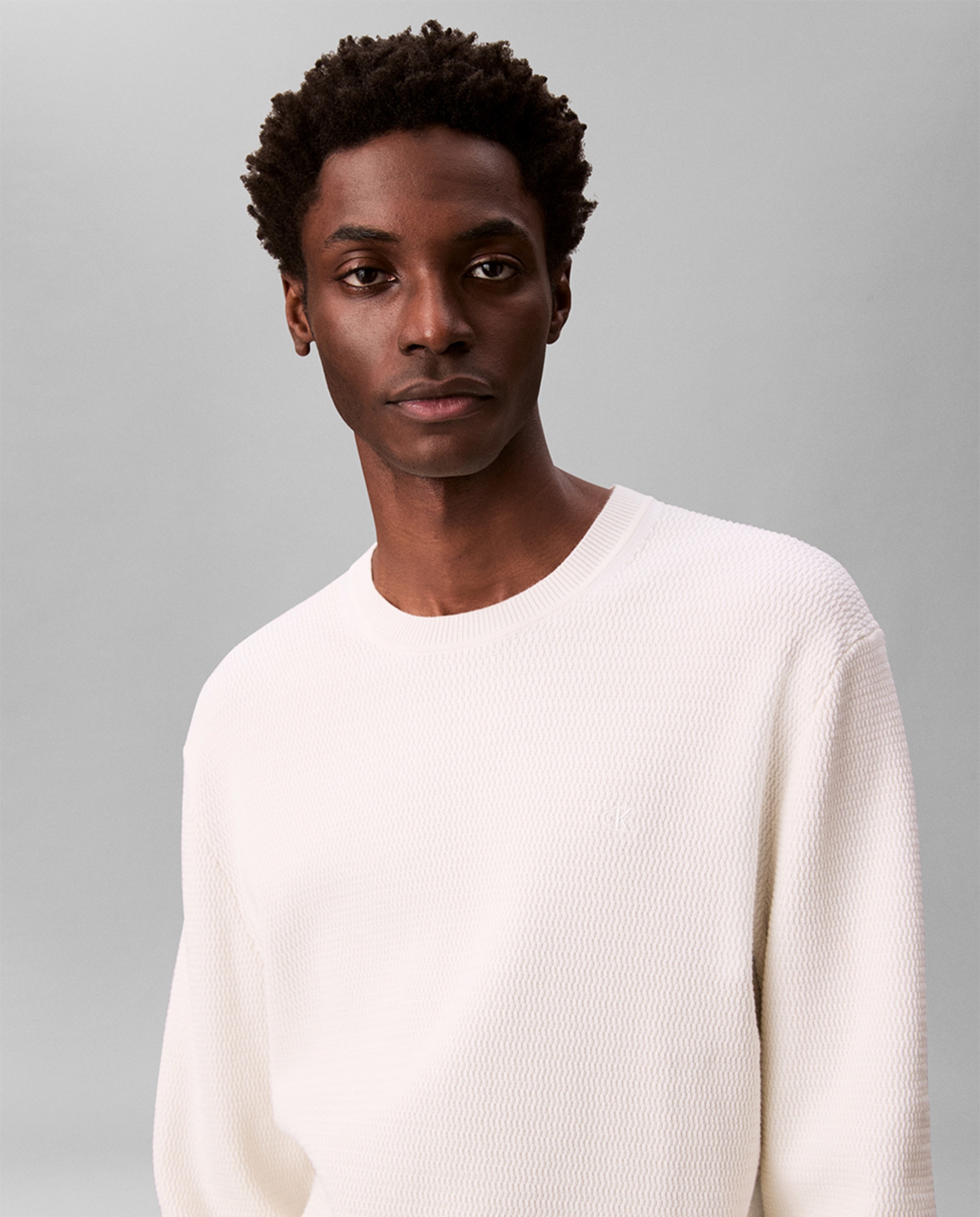 Camisola de Malha de Algodão com Estrutura Creme-3