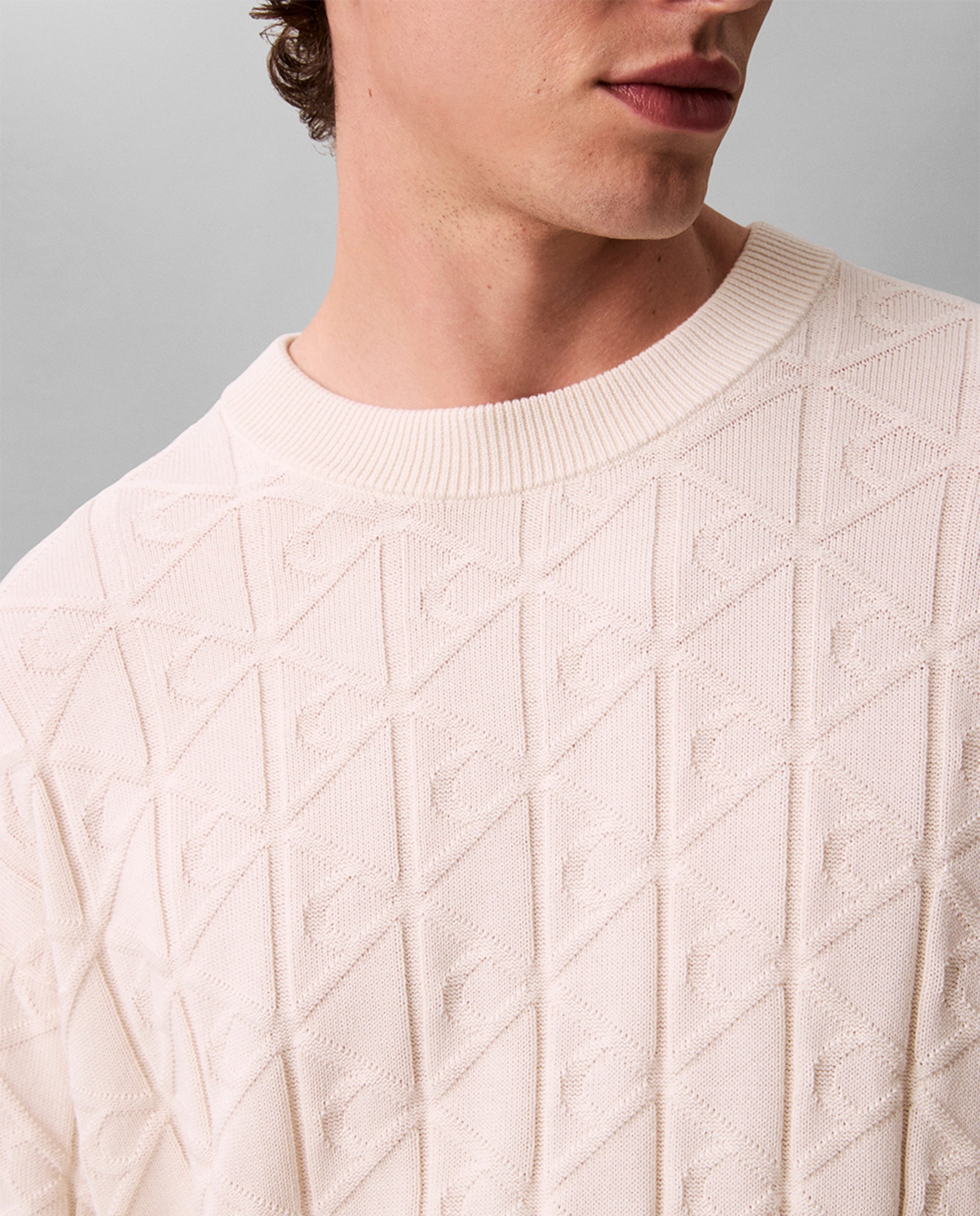 Camisola de Malha de Algodão com Logótipo Creme-3