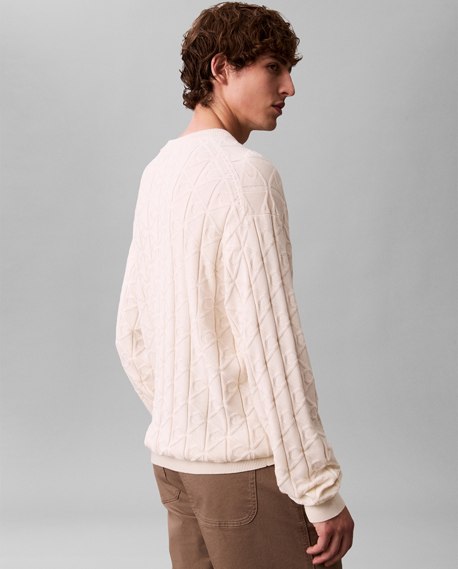 Camisola de Malha de Algodão com Logótipo Creme-2
