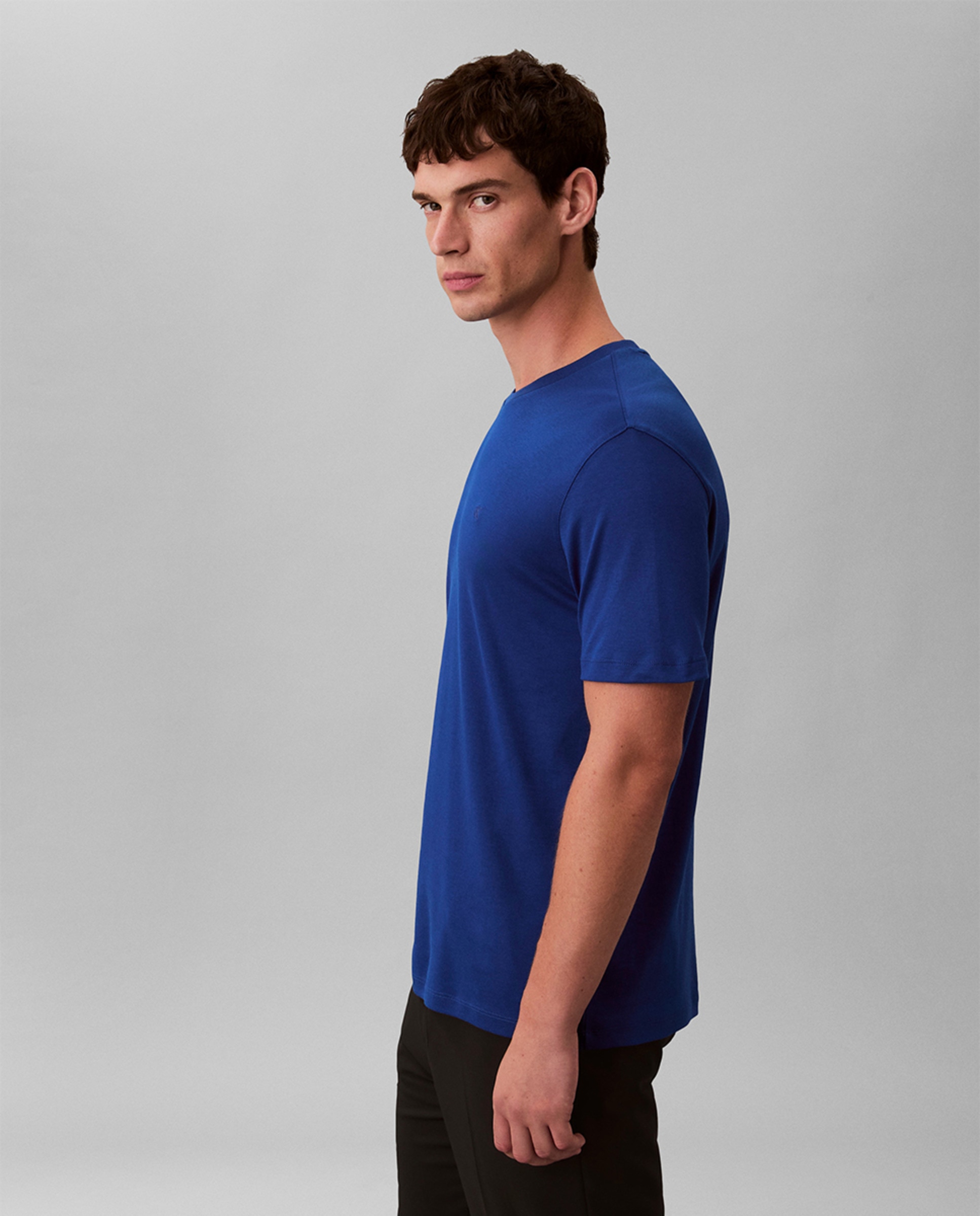 T-shirt Supima com Logótipo Bordado Azul-4