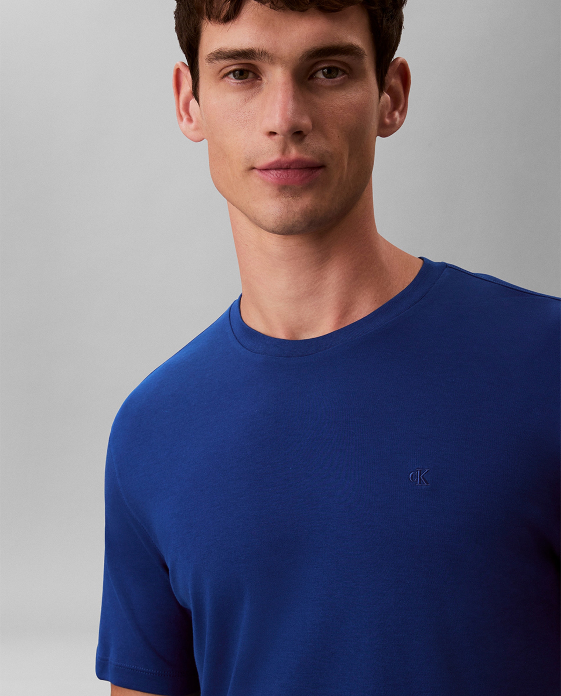 T-shirt Supima com Logótipo Bordado Azul-3