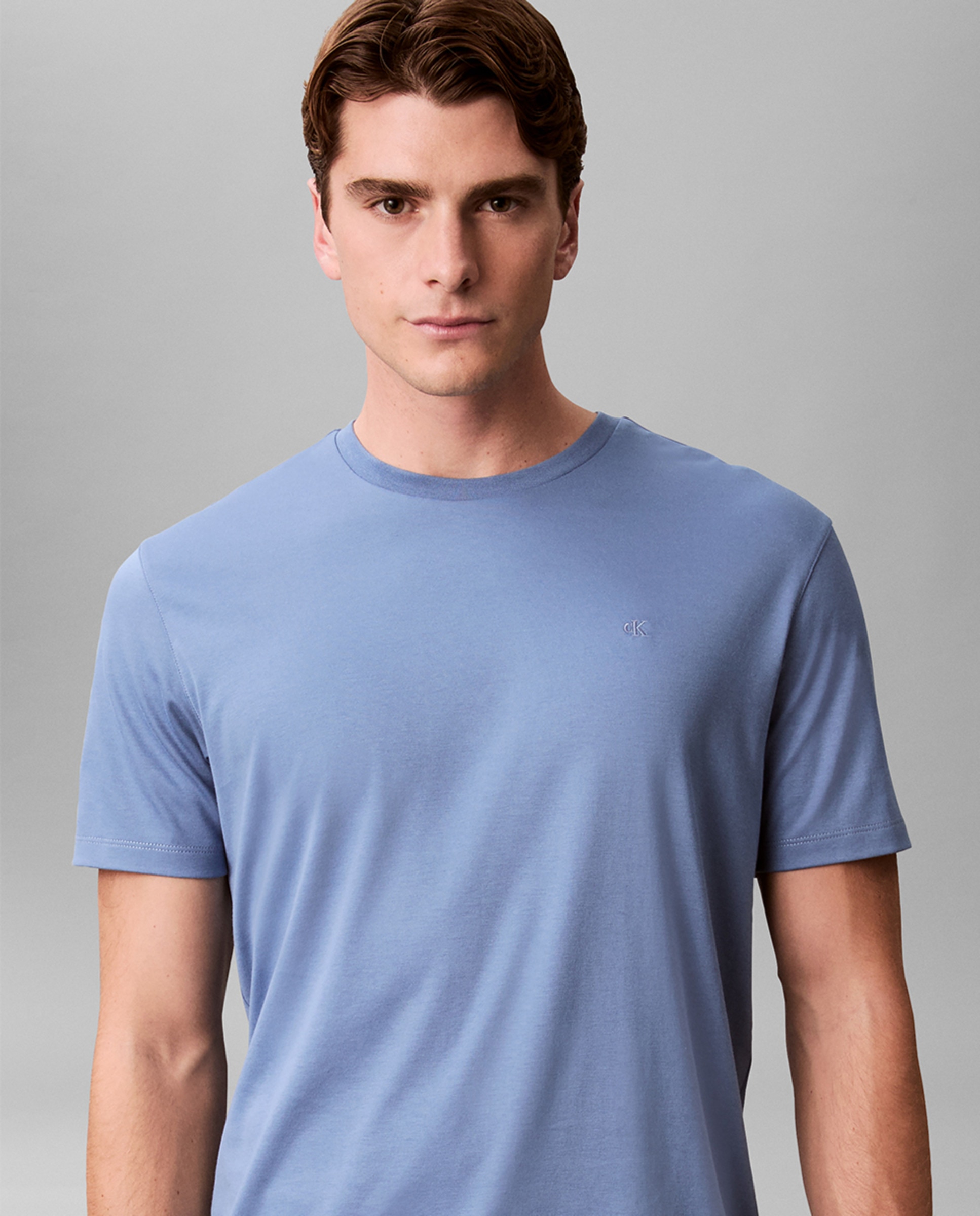 T-shirt Supima com Logótipo Bordado Azul-índigo-3