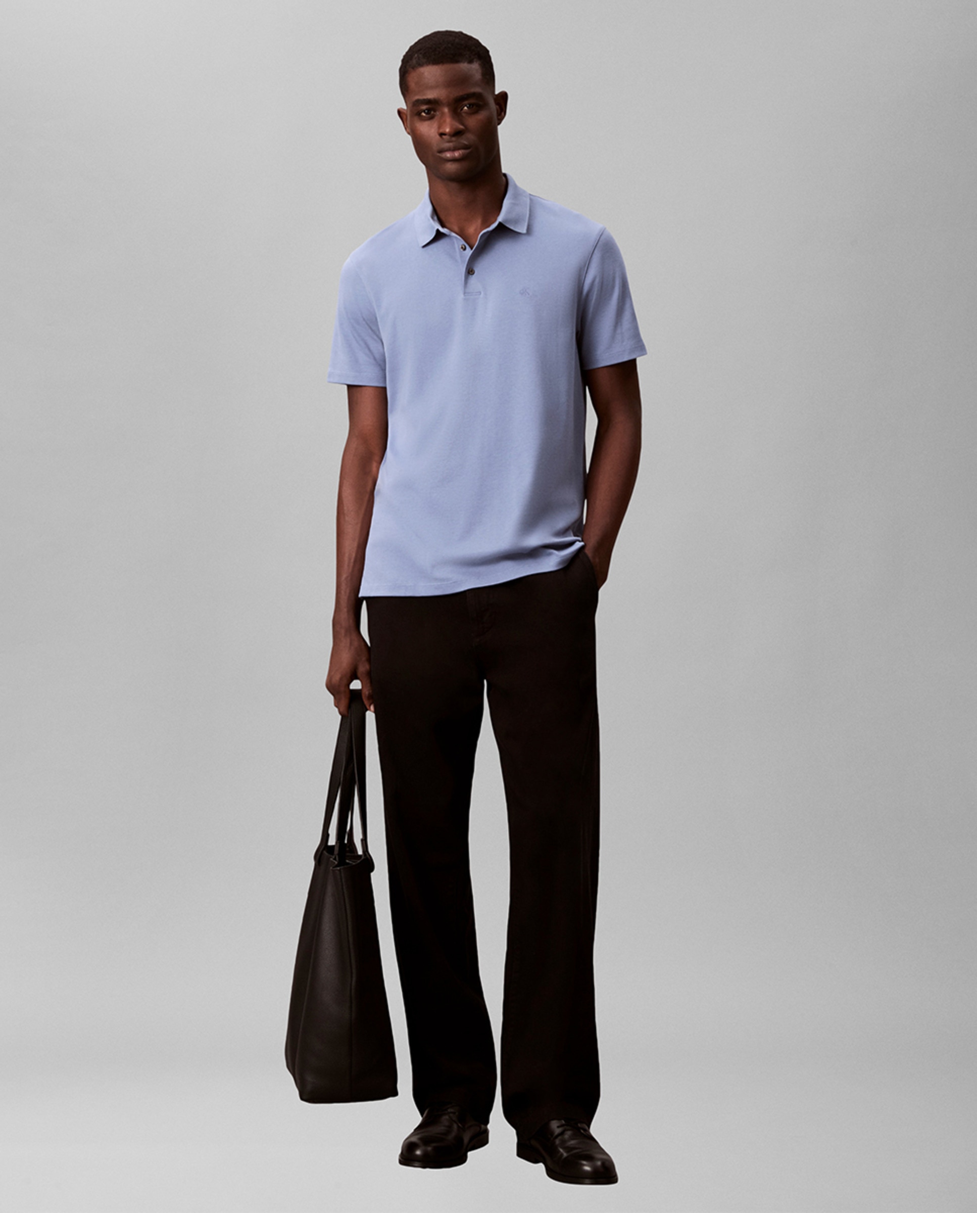 Polo Supima com Logótipo Azul-índigo-6