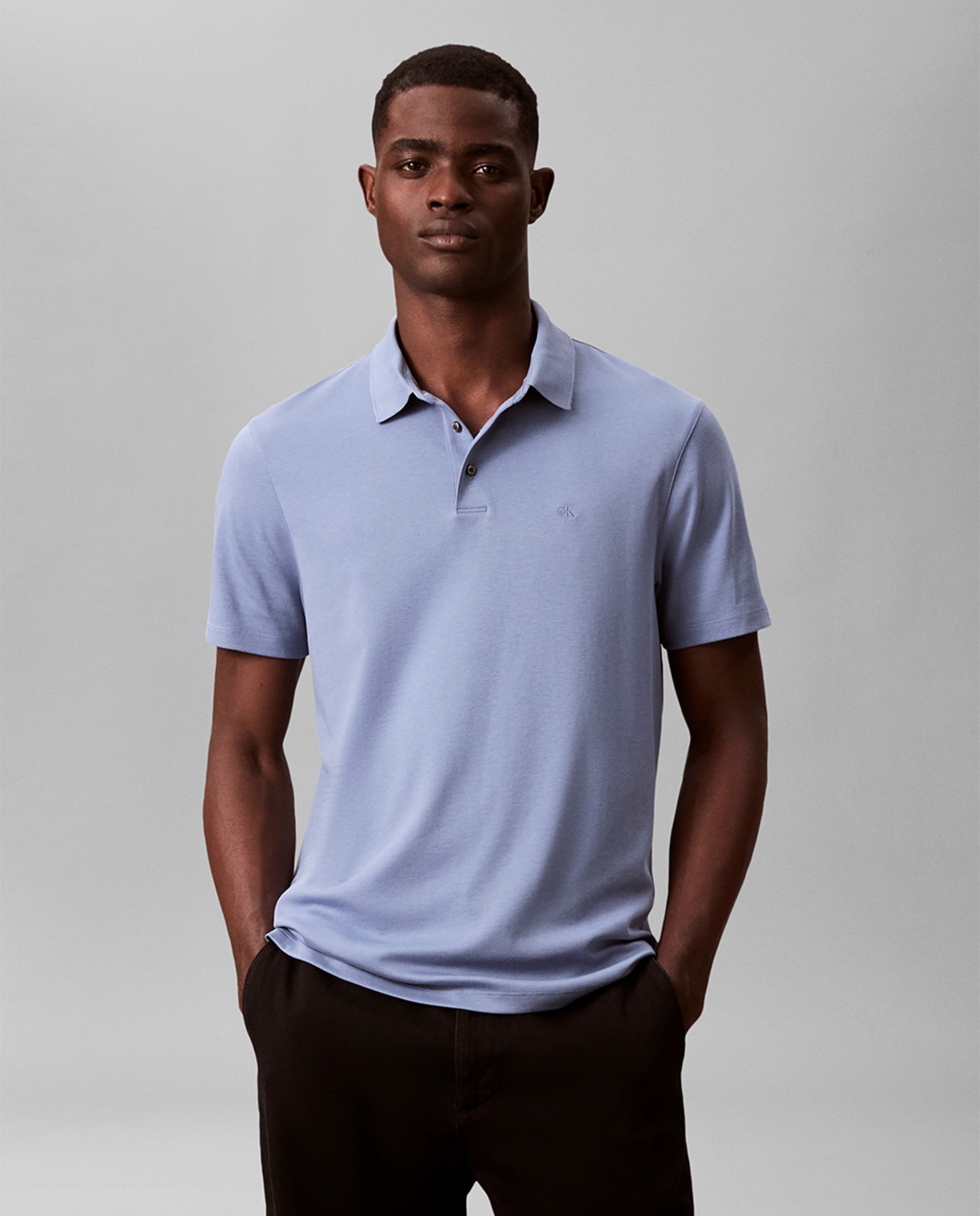 Polo Supima com Logótipo Azul-índigo-1