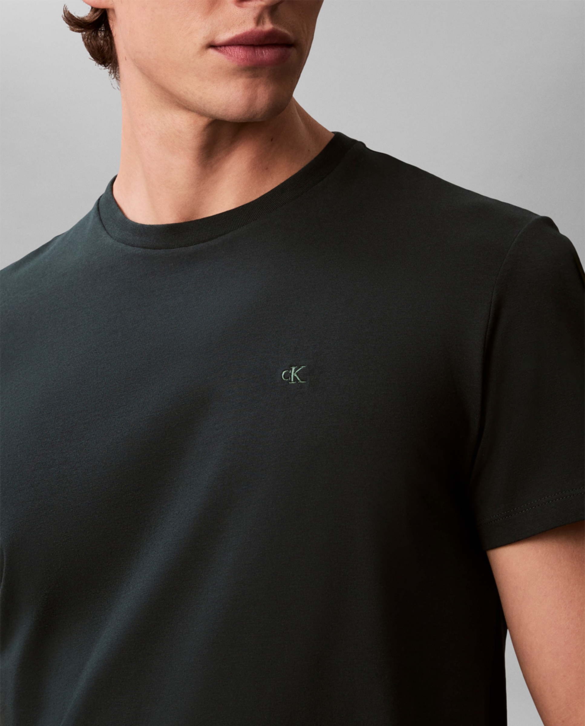 T-shirt Justa com Logótipo Verde-escuro-4