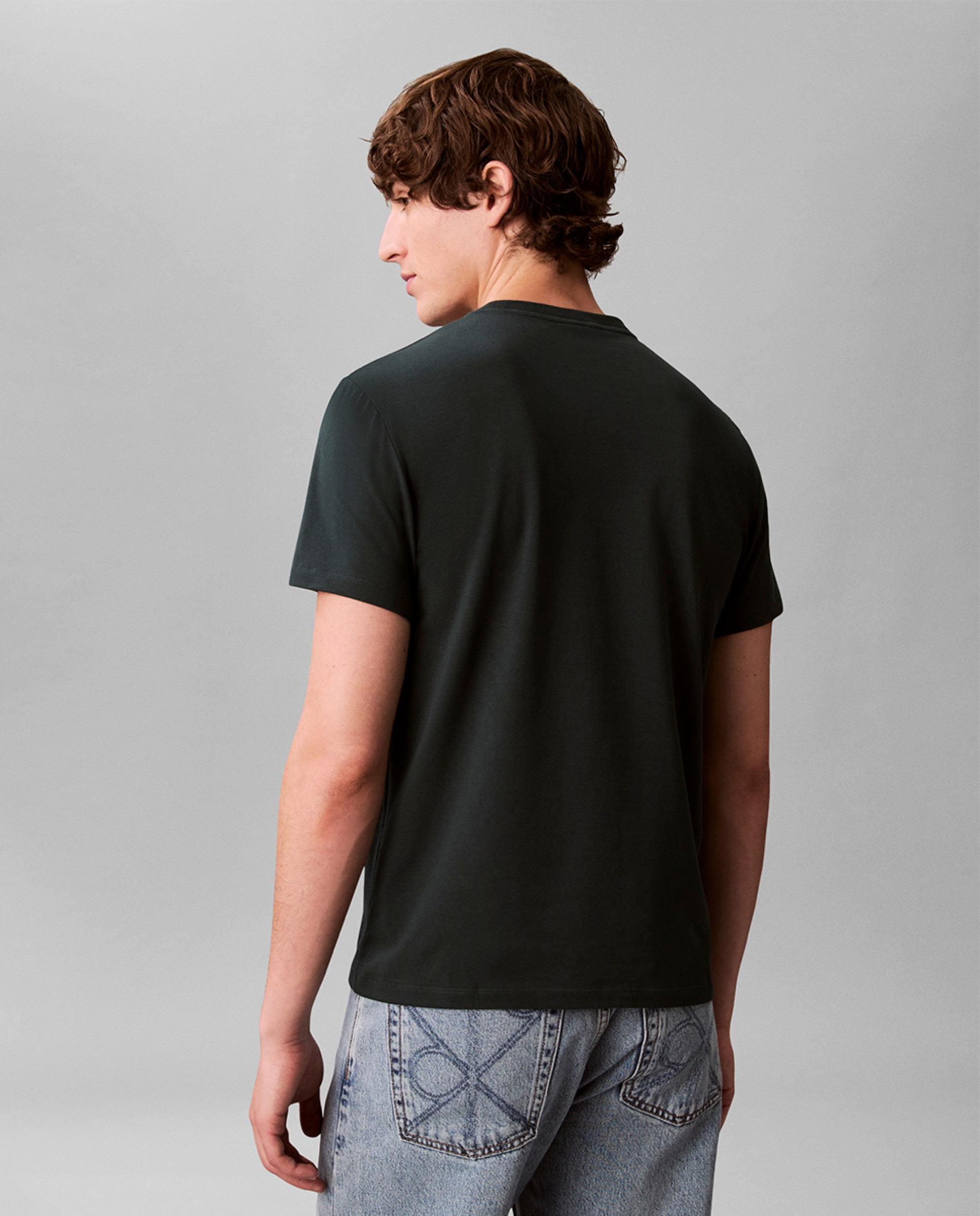 T-shirt Justa com Logótipo Verde-escuro-2