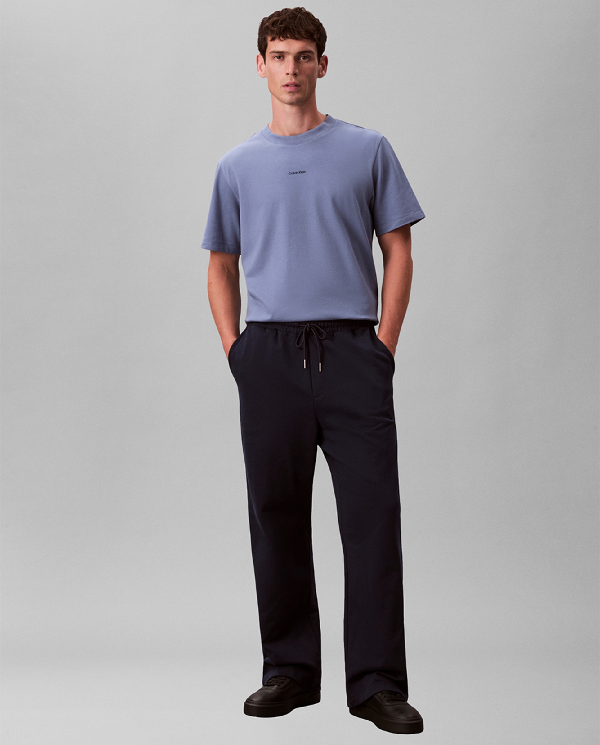 T-shirt Piqué Stretch com Logótipo Nano Azul-índigo-6